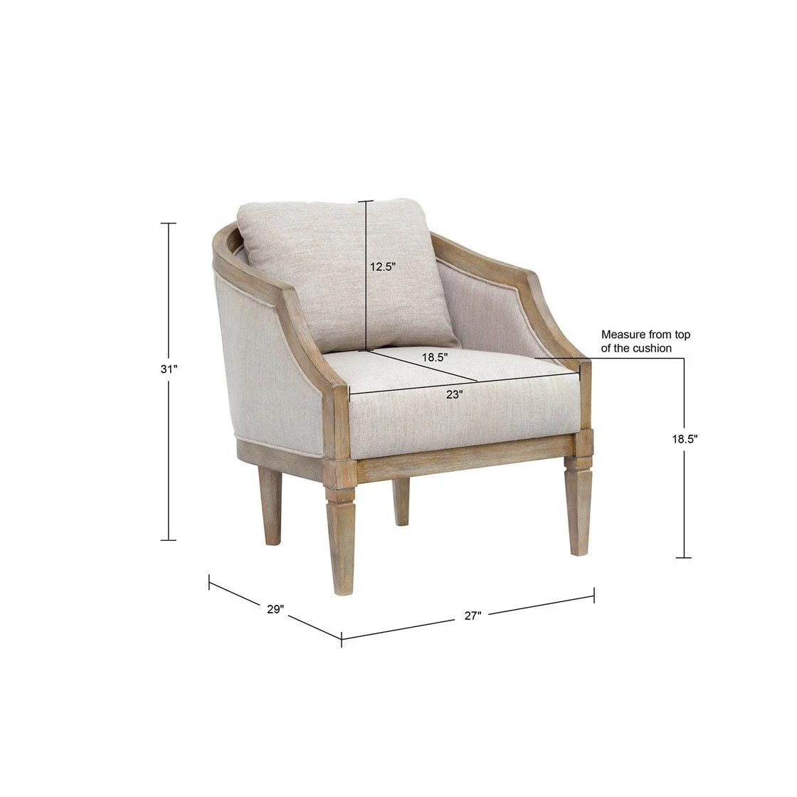 Upholstered Accent Chair with Removable Back Cushion and Recessed Arms