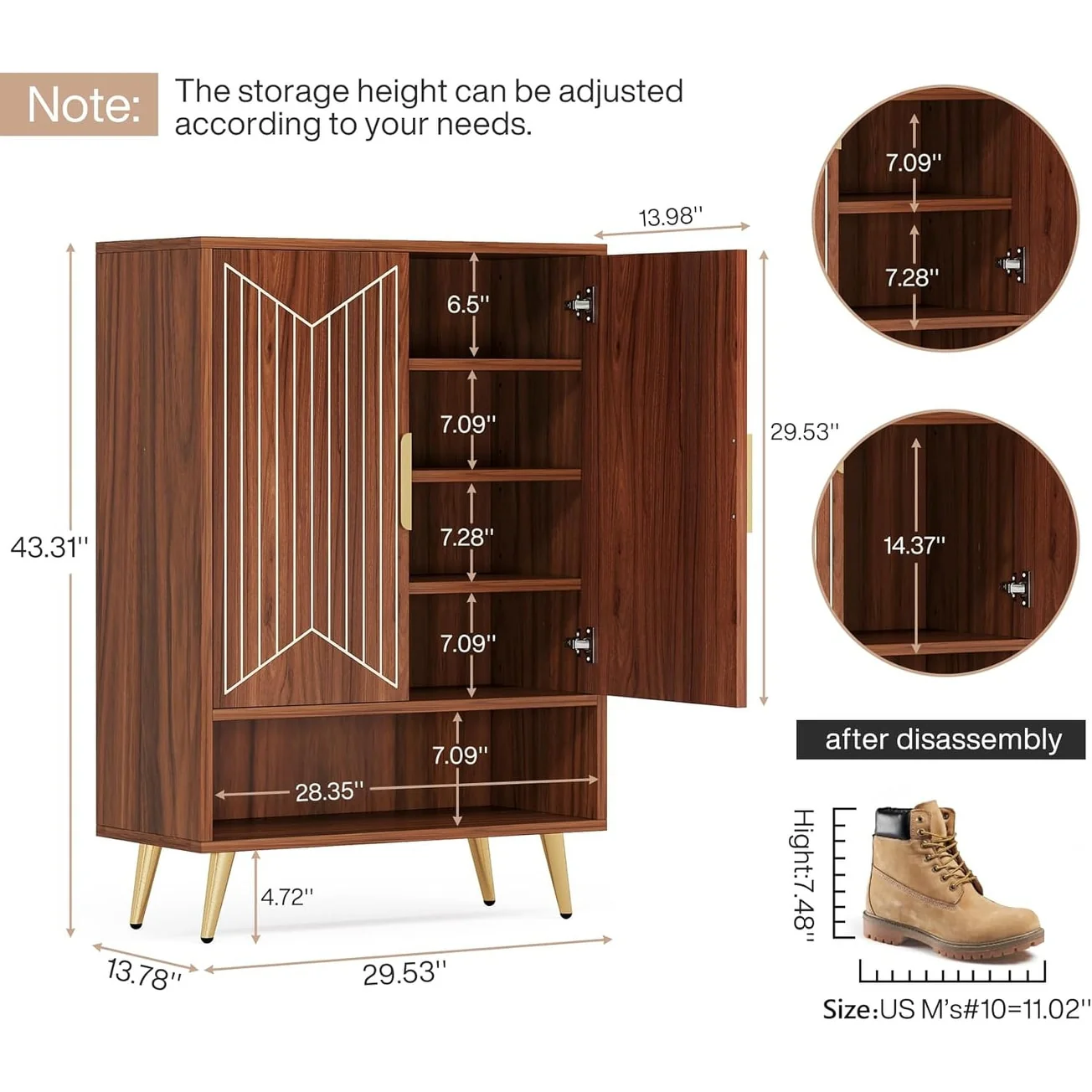 Shoe Cabinet with Doors, 25 Pair Shoe Storage Cabinet with Adjustable Shelves