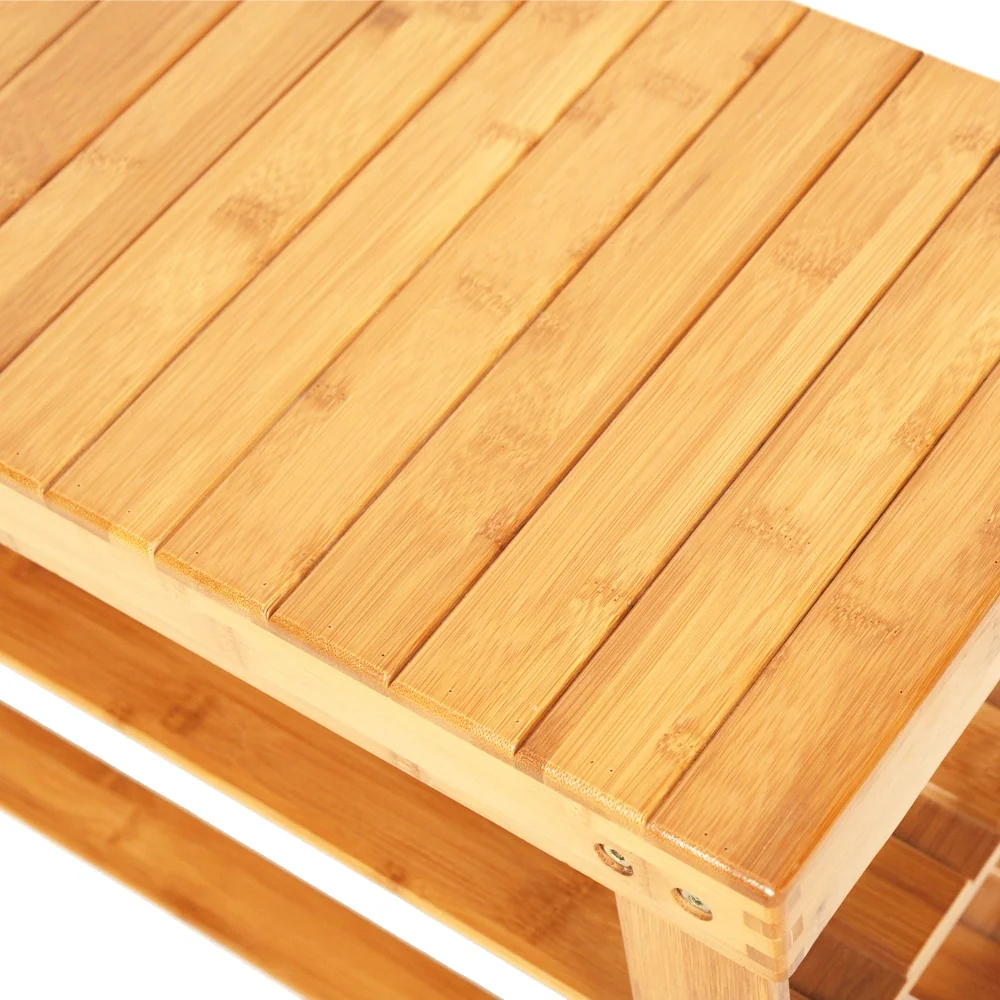 Bamboo 3-tier Shoe Rack Bench