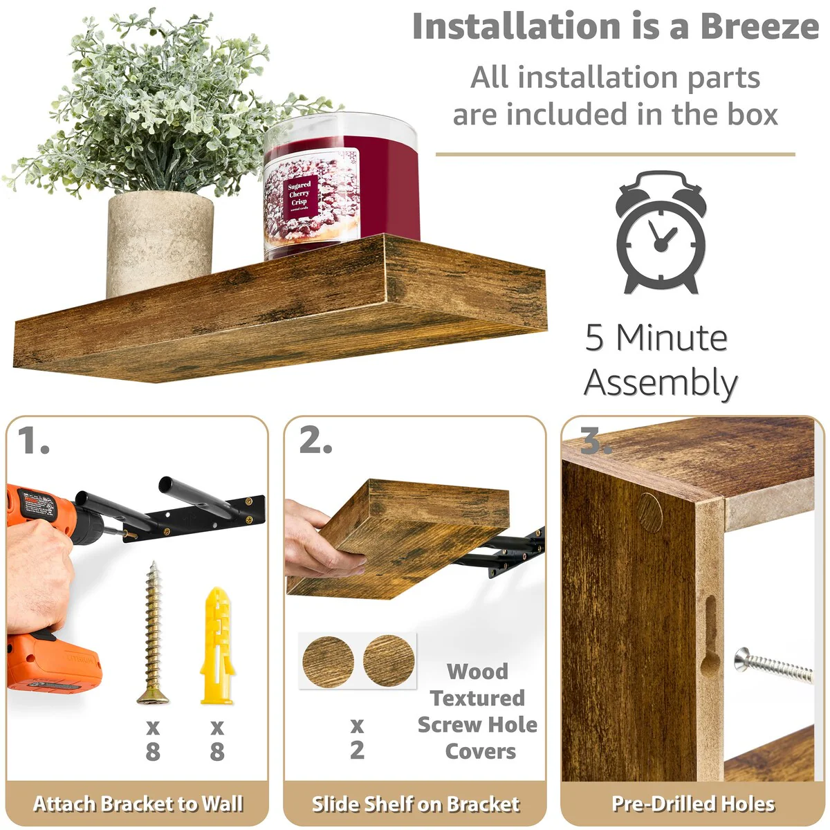 Sorbus Floating Shelves for Wall Set of 3 - 16
