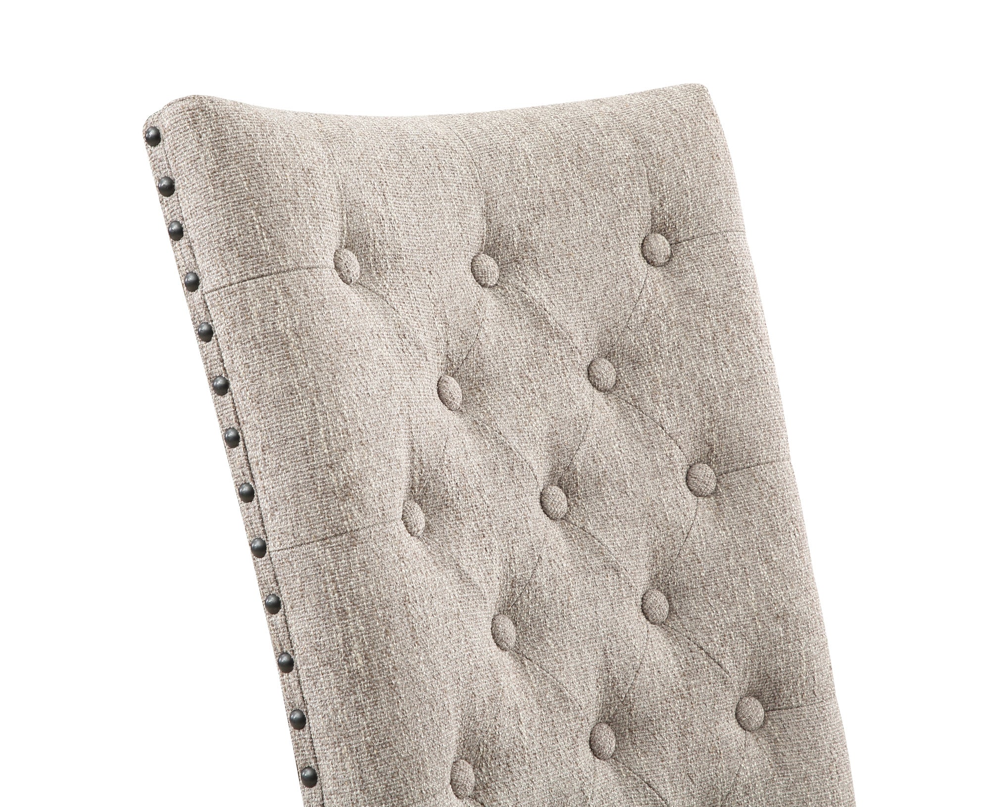 Button Tufted Upholstered Side Chair with Nailhead Trim and Solid Back, Set of 2