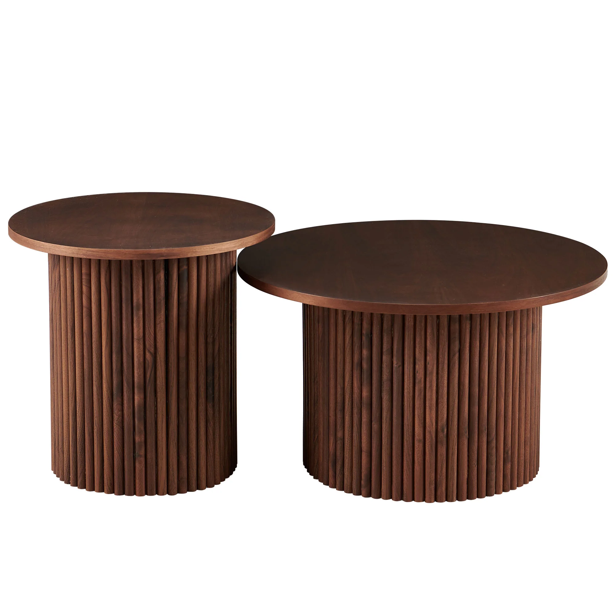 Fantasia Round Coffee Table Set with Column Design, Set of 2
