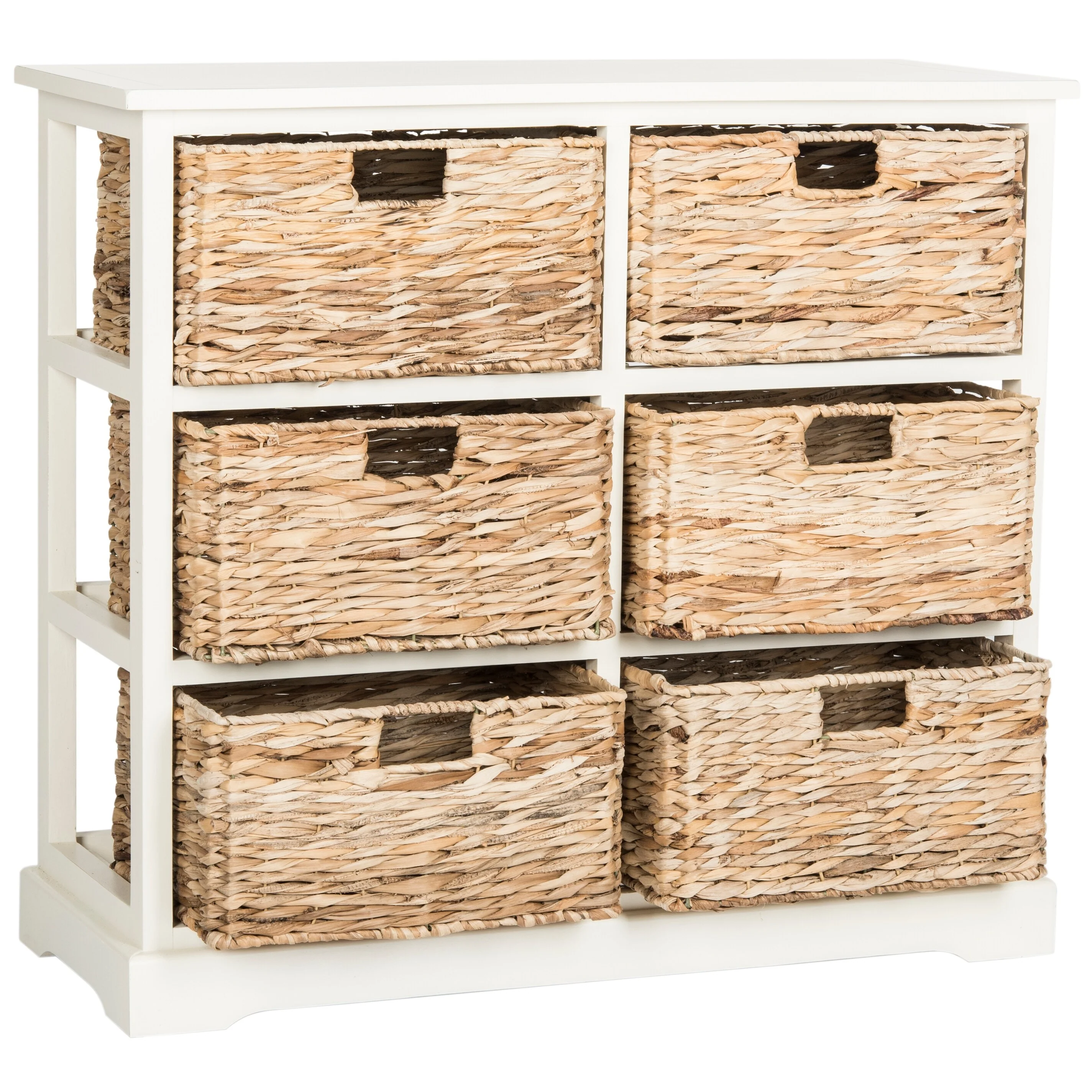SAFAVIEH Fidelia Distressed Black 6-Drawer Wicker Basket Storage Chest - 32.1