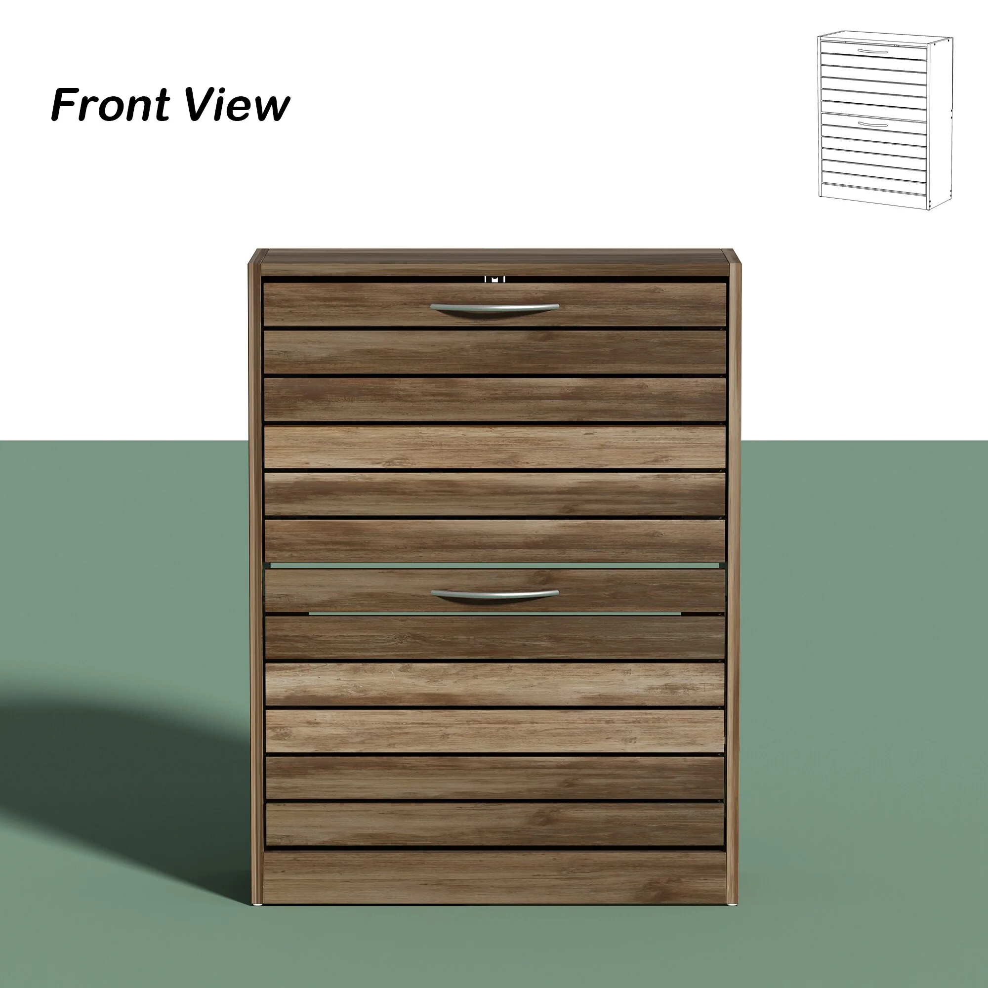Shoe Storage Cabinet Two Drawer Space Saving Grey/Oak/White Dresser