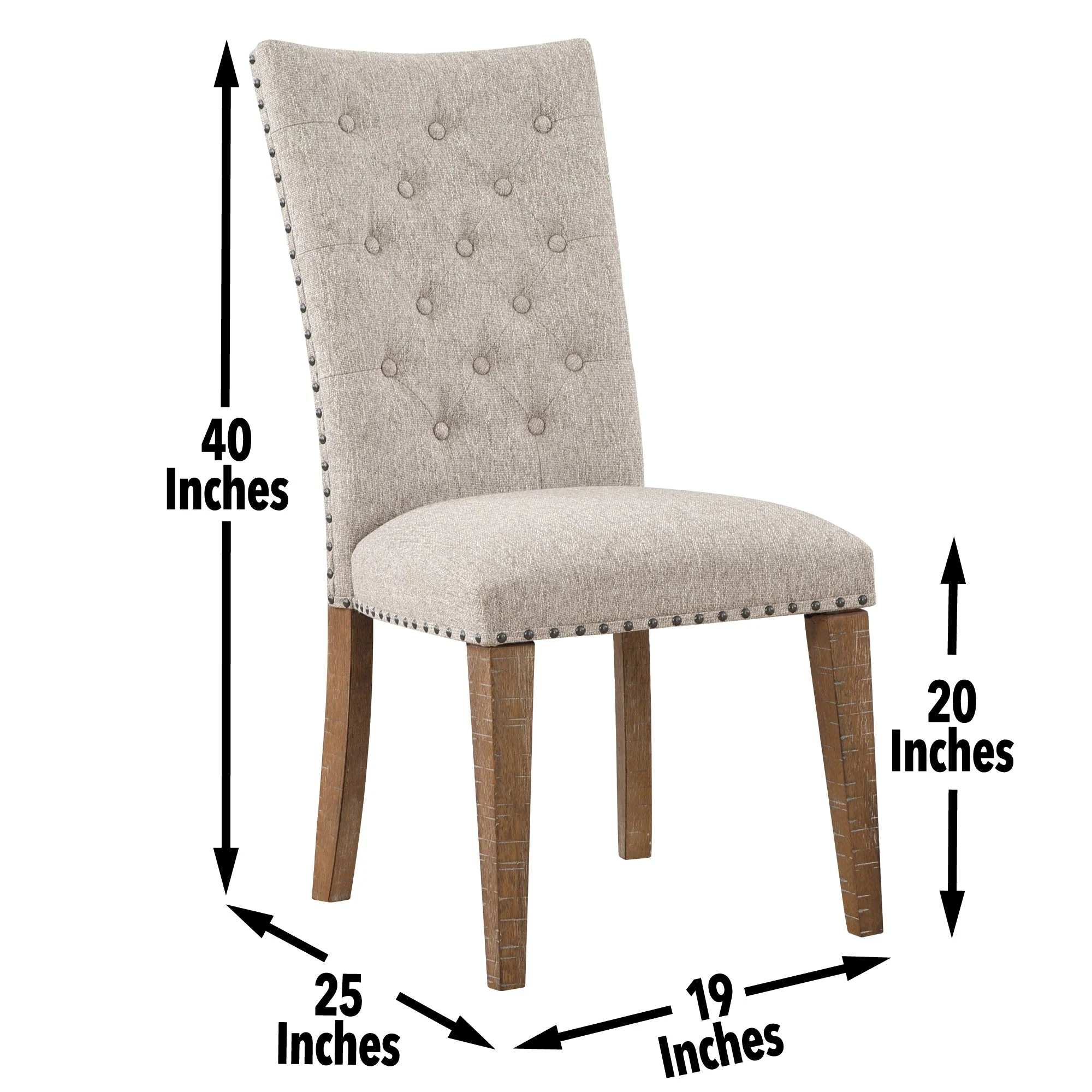Button Tufted Upholstered Side Chair with Nailhead Trim and Solid Back, Set of 2