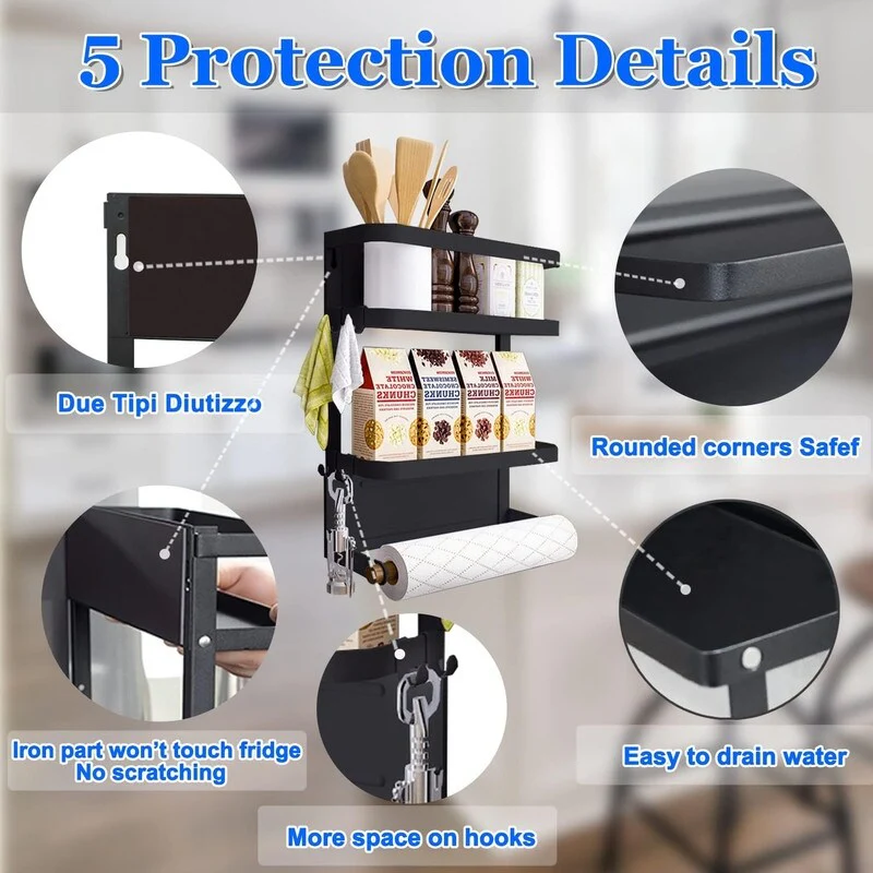 Magnetic Spice Rack for Refrigerator Magnetic Paper Towel Holder - 3.9