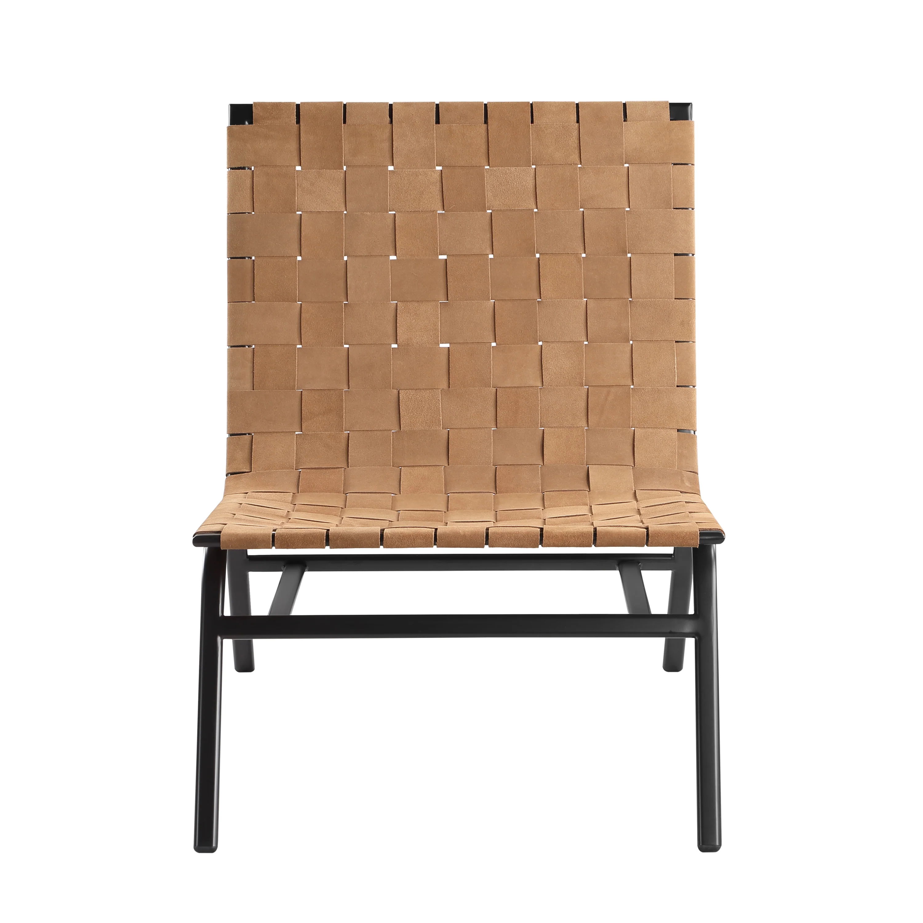 Camden Woven Brown Leather Accent Chair
