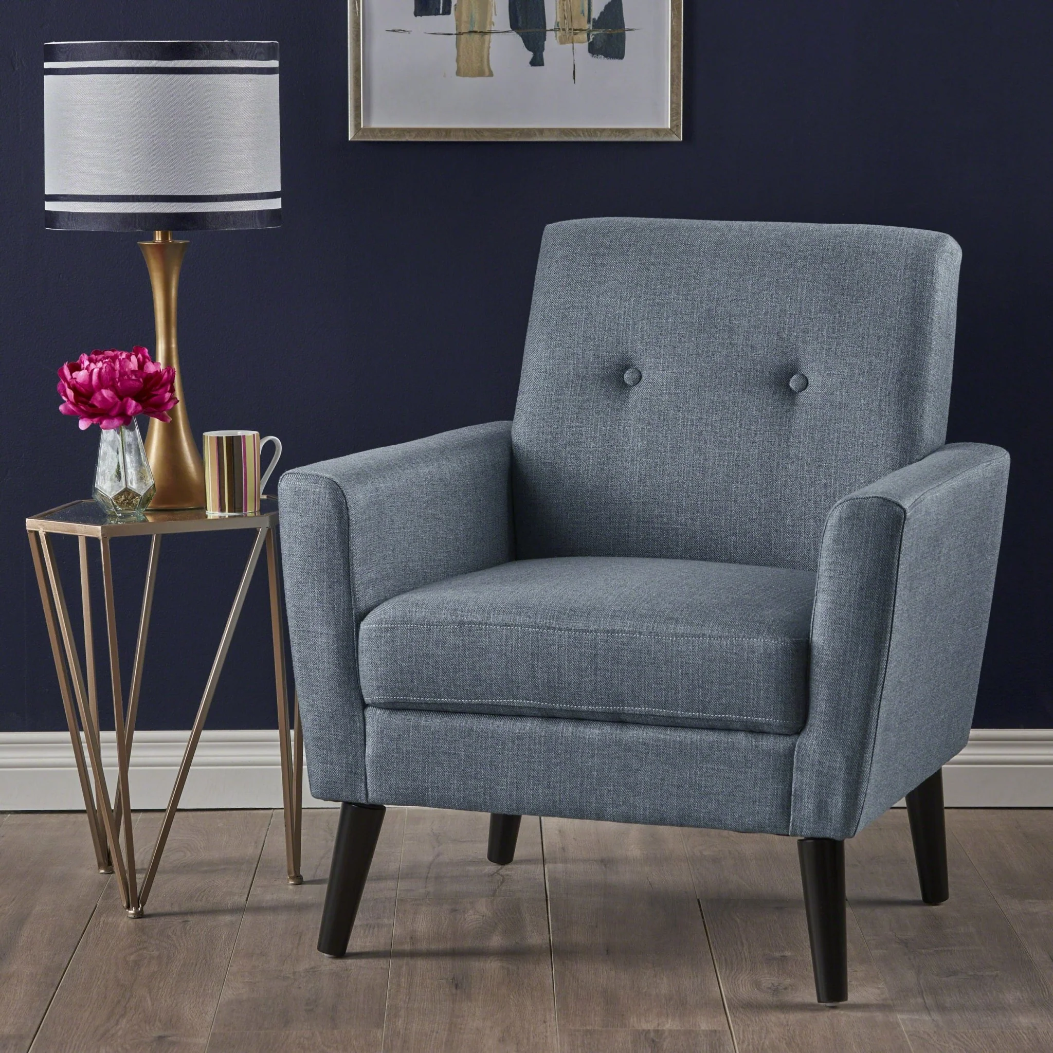 Radiantize Upholstered Fabric Club Chair with Square-off Back and Button Tufted