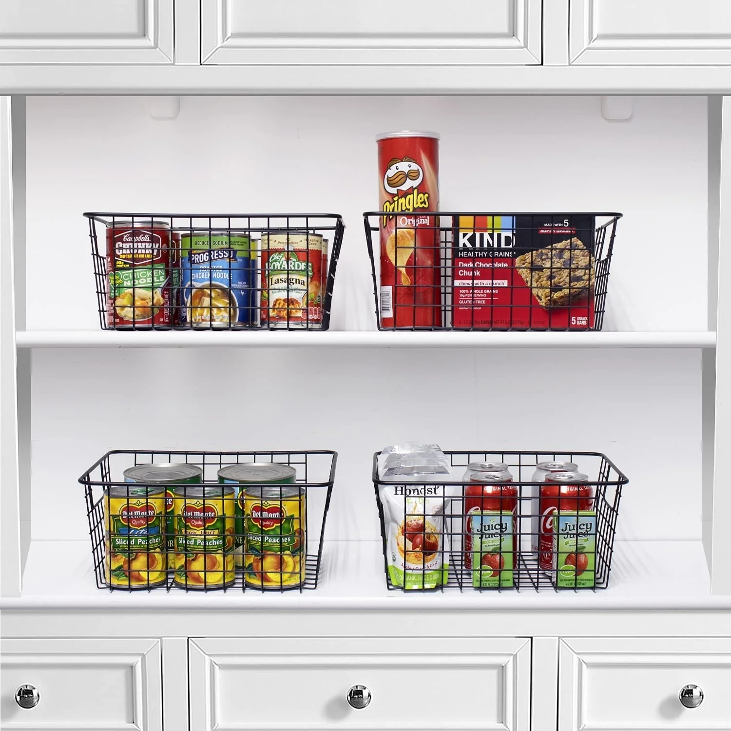 Stackable Baskets Storage Bin Metal Wire Organizers Iron (2-Pack) - 2-Pack
