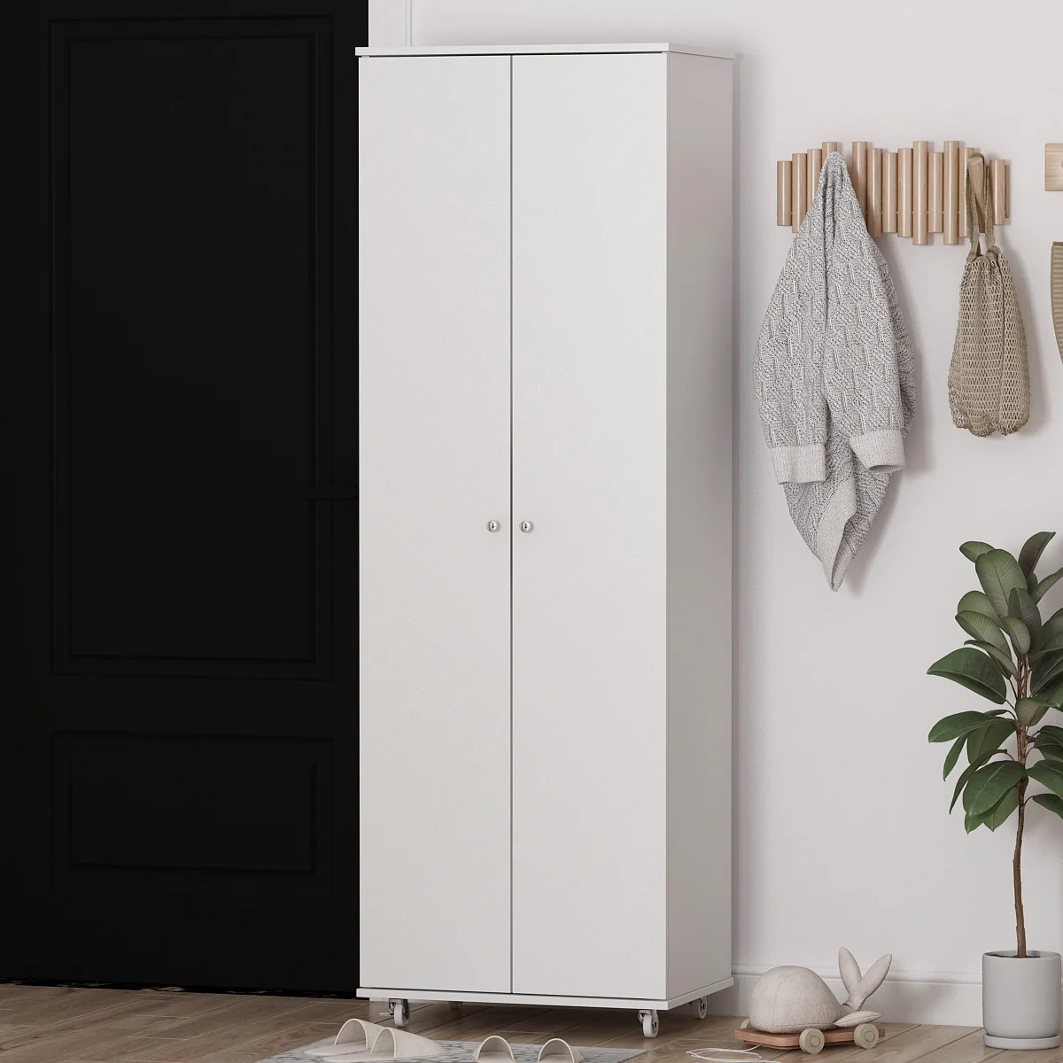 2-Doors 9 Tires Shoes Cabinet With Large Storage Space