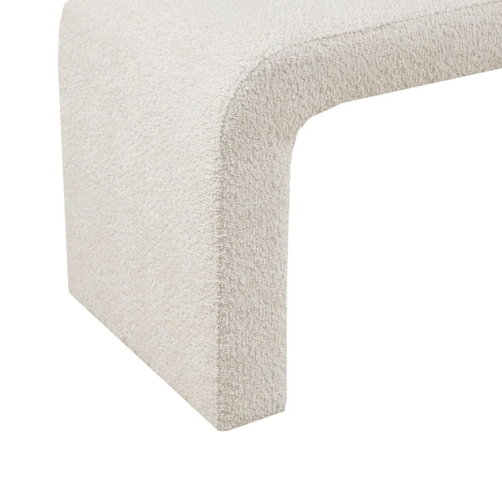 Upholstered Textured Boucle Fabric Waterfall Bench