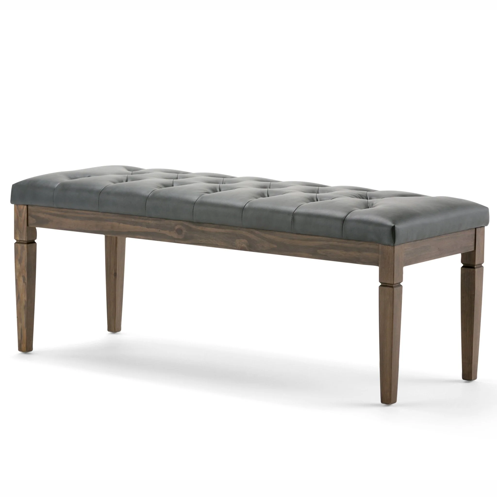Hushed Upholstered Tufted Ottoman Bench with Carved Legs