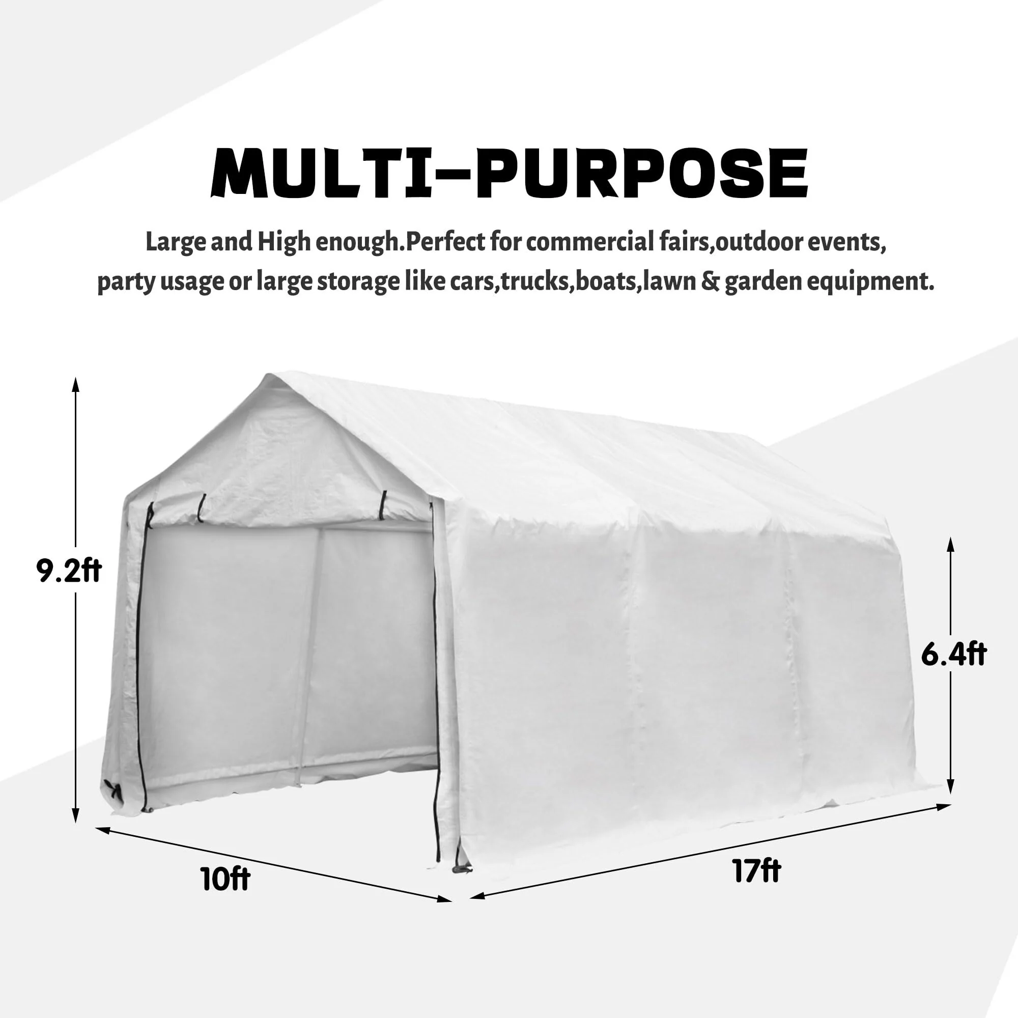 Ainfox 17x10ft Heavy Duty Enclosed Carport Canopy with Sidewalls Waterproof Garage Car Shelter Storage shed