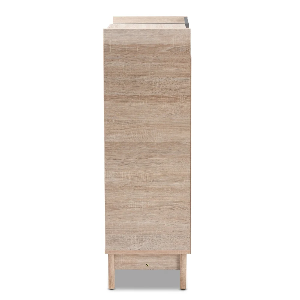 Mid-Century Two-Tone Shoe Cabinet with Drawer