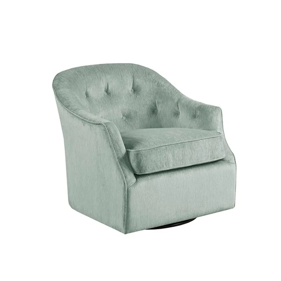 Awakened Swivel Chair with Button Tufted Back and Flared Arms