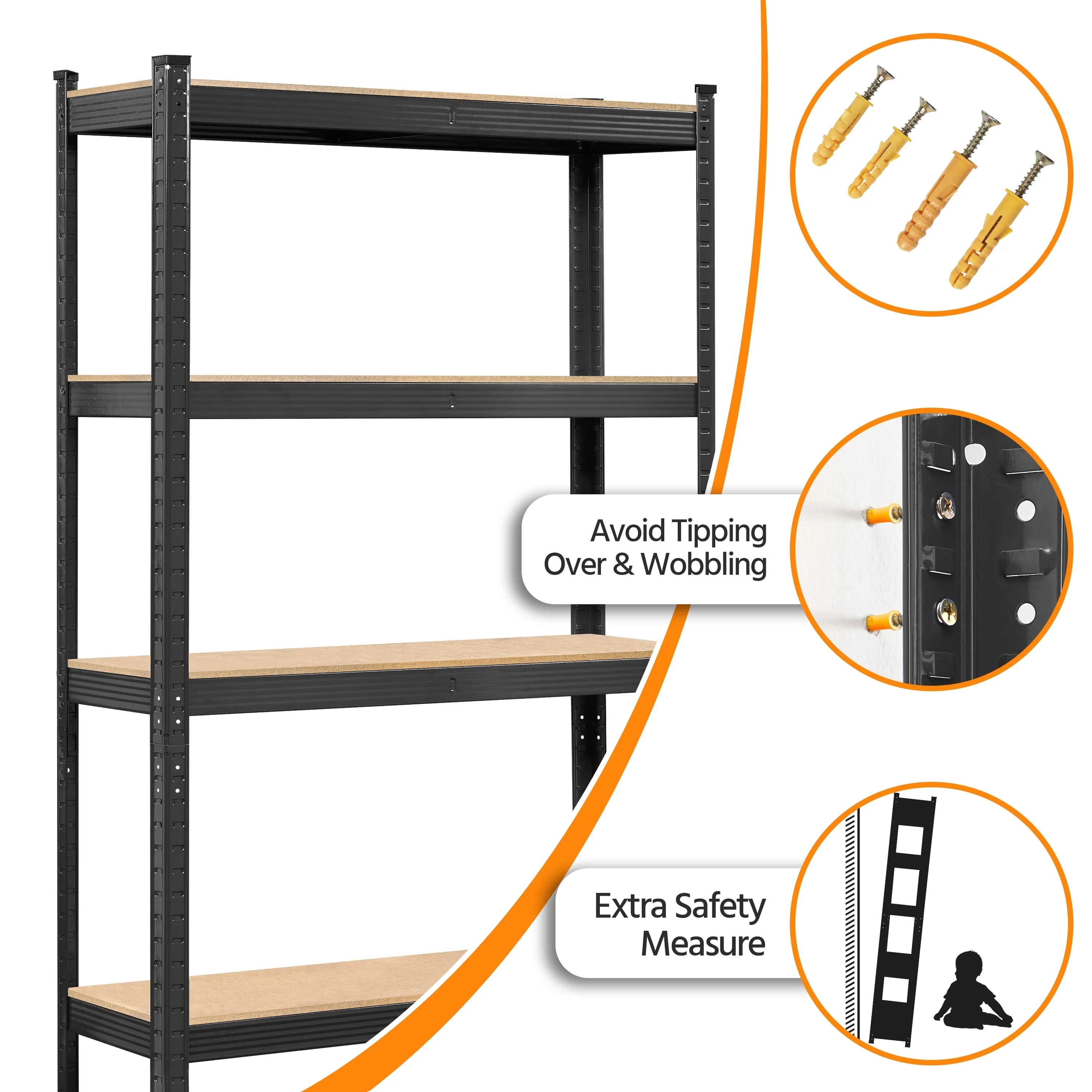 Yaheetech Adjustable 5-Tier Shelf Metal Storage Rack for Home/Office/Garage - 35.5″ L × 12″ W × 71″ H