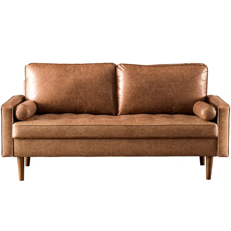 Aisha 70" Faux Leather Square Arm Loveseat