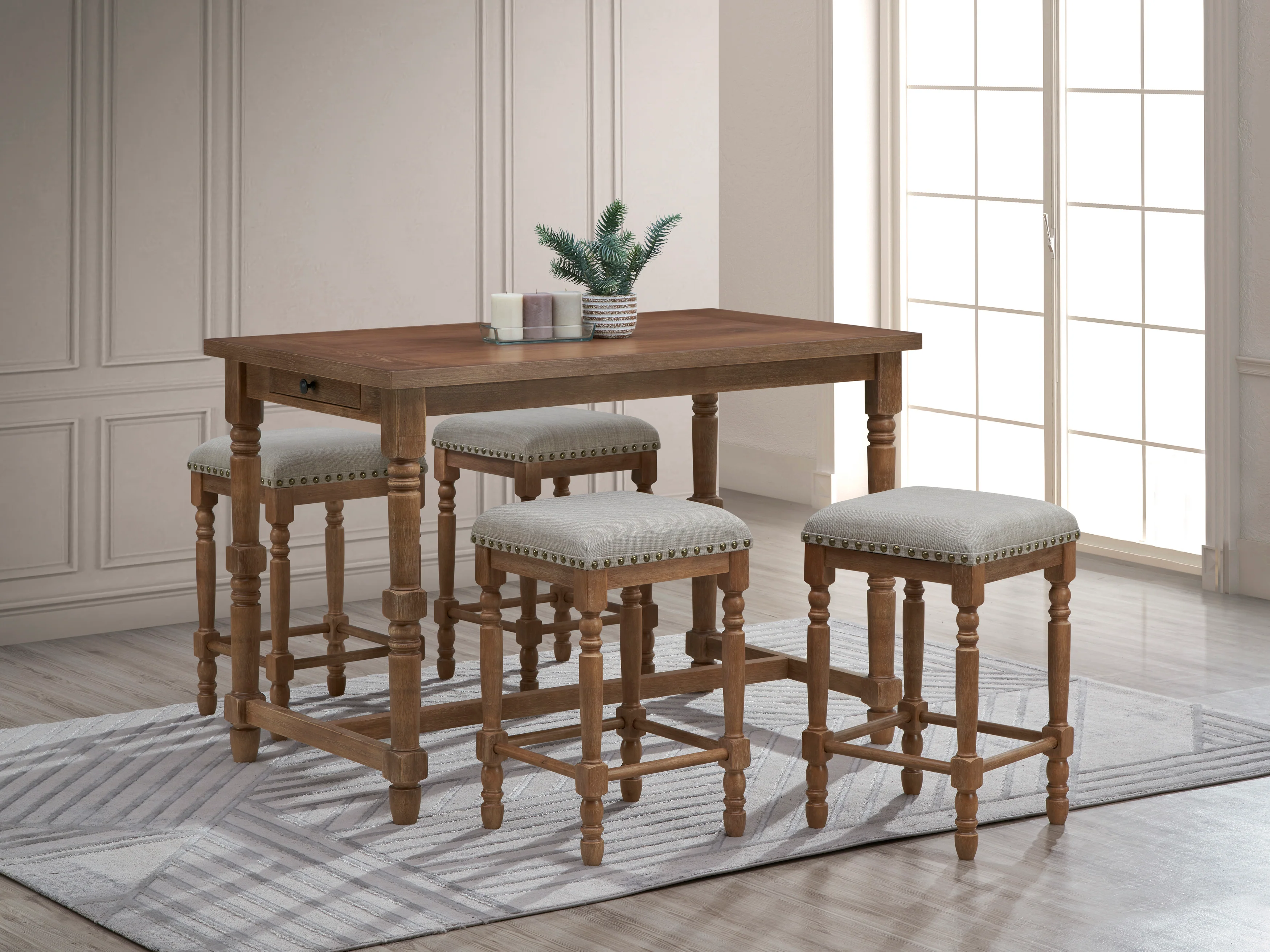 Set of Brittany Upholstered Stools