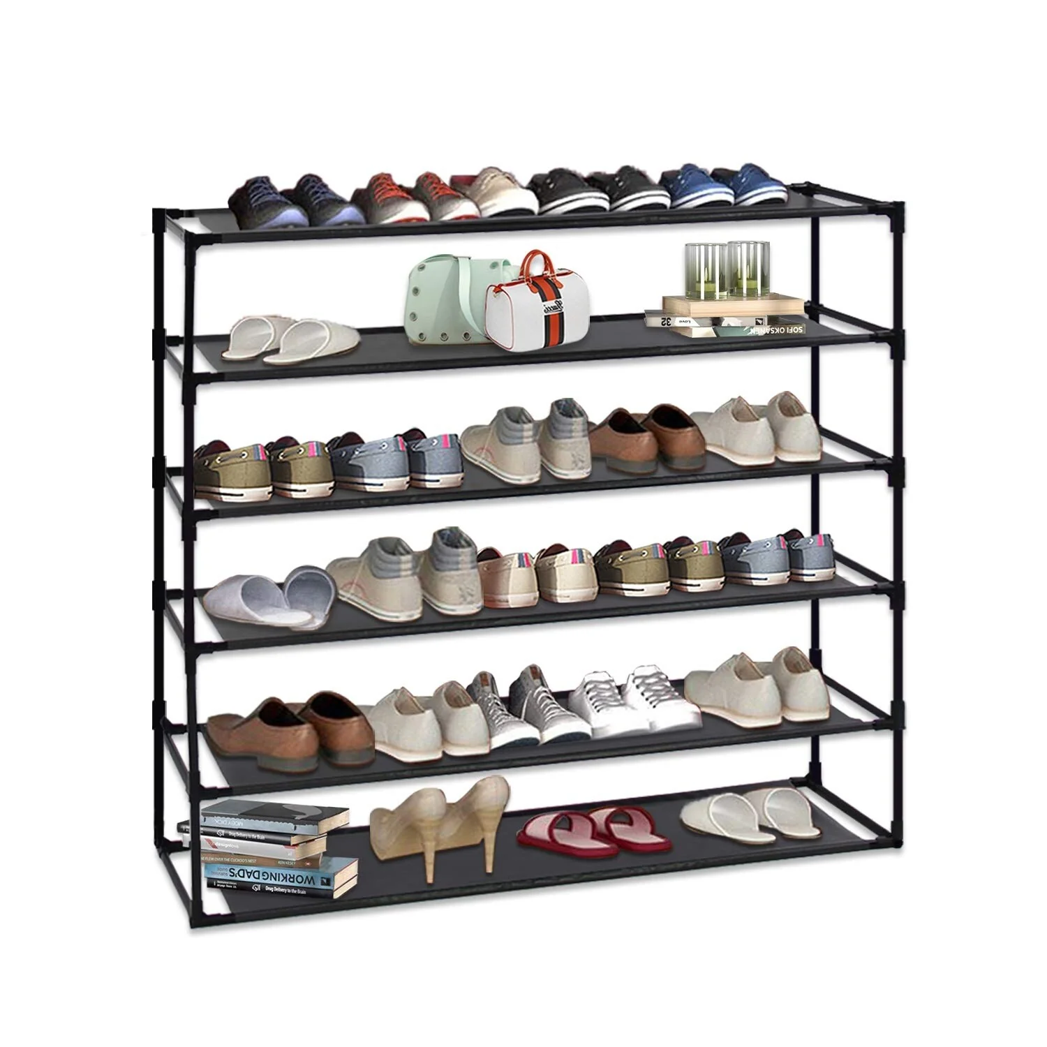 Modern Waterproof Shoe Rack Organizer Tower for Small Spaces Black