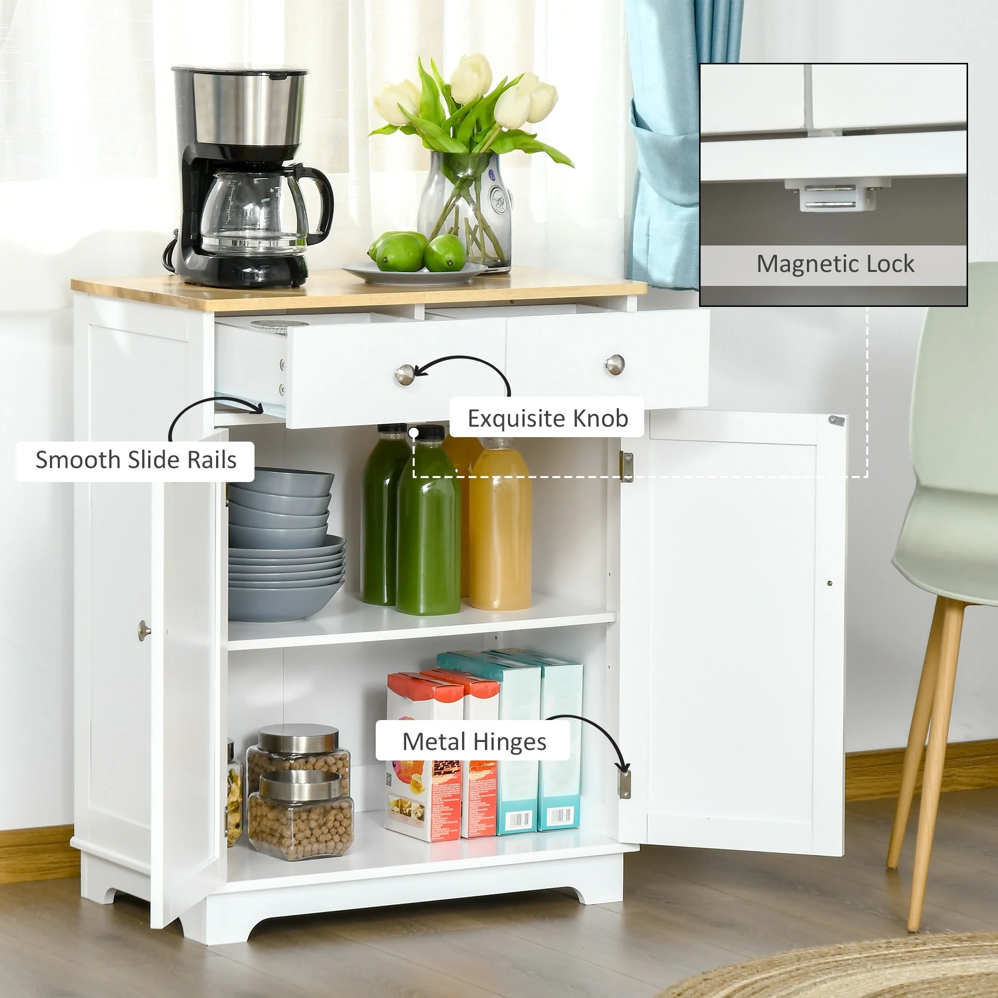 HOMCOM Space-saving Kitchen Buffet Sideboard Pantry