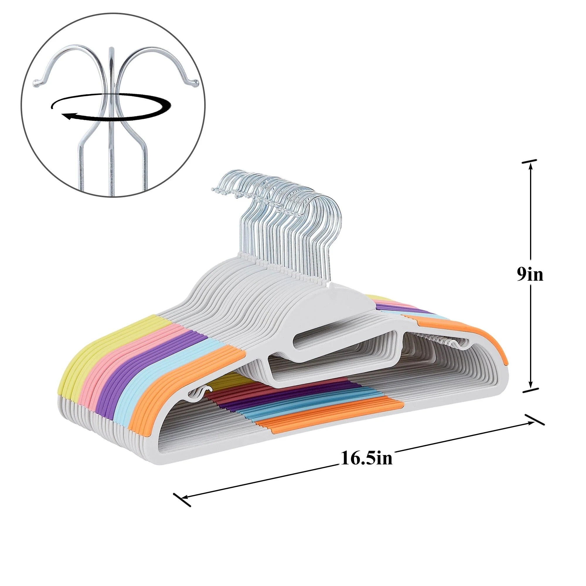 Non-Slip Plastic Clothes Hangers with clips Heavy Duty Dry Wet Clothes Hangers Space-Saving Swivel Hook