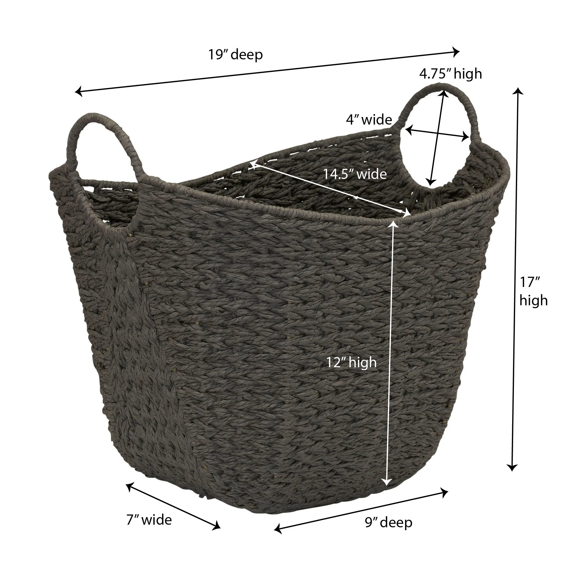Household Essentials Woven Paper Rope Storage Basket with Handles