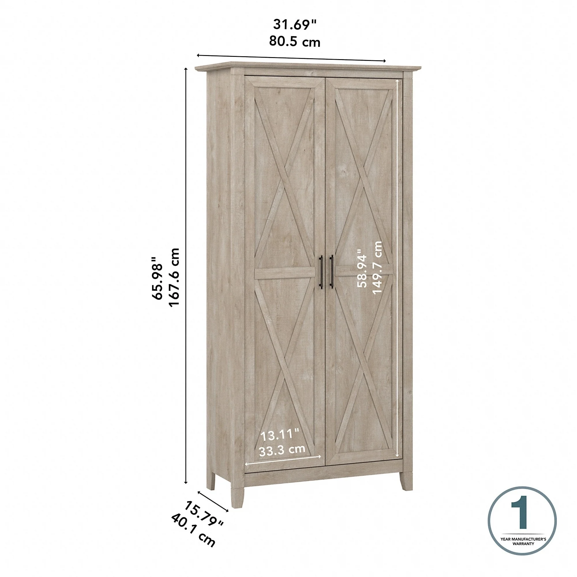 Key West Tall Kitchen Pantry Cabinet with Doors by Bush Furniture