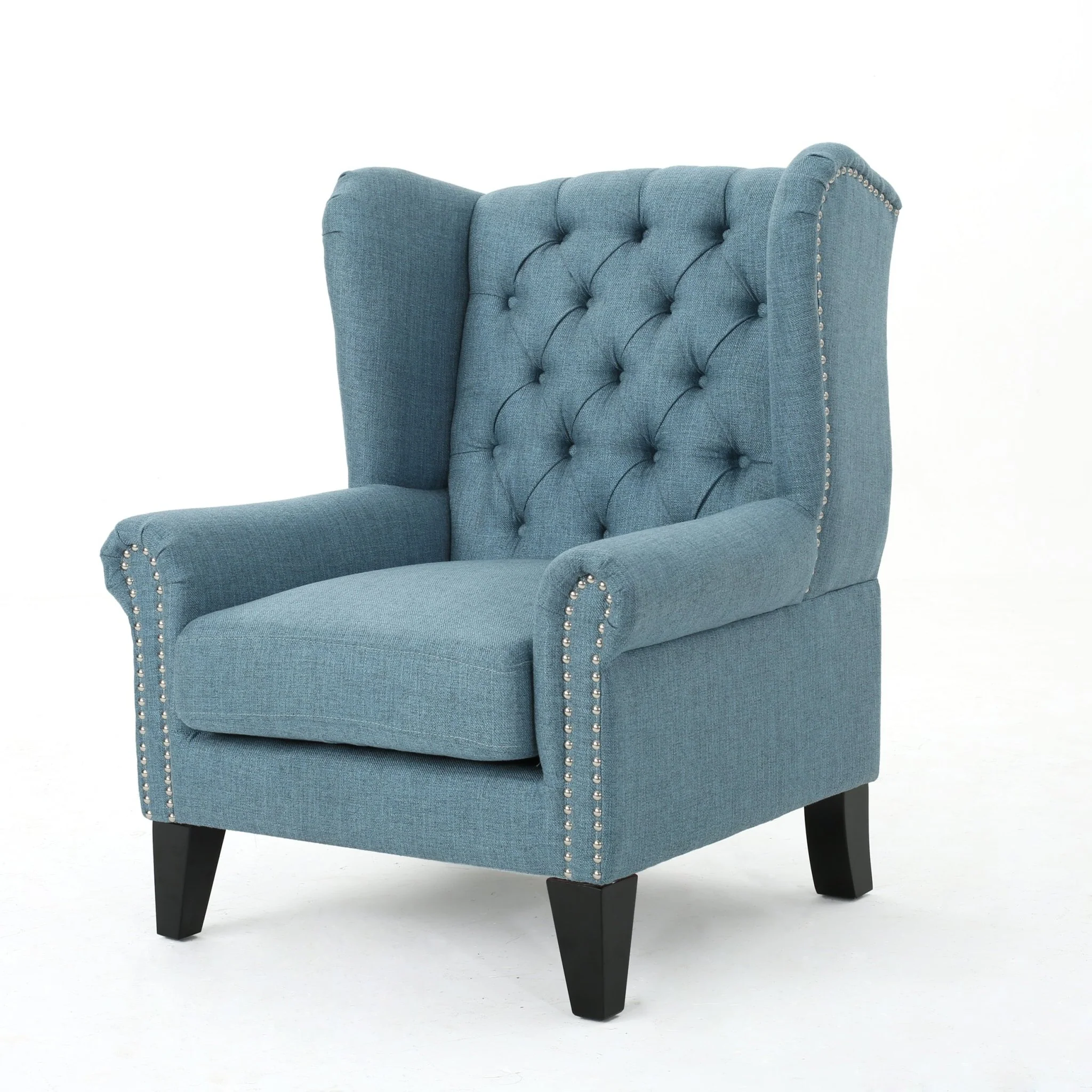 Cerebral Upholstered Wingback Chair with Diamond Tufting and Nailhead Trim
