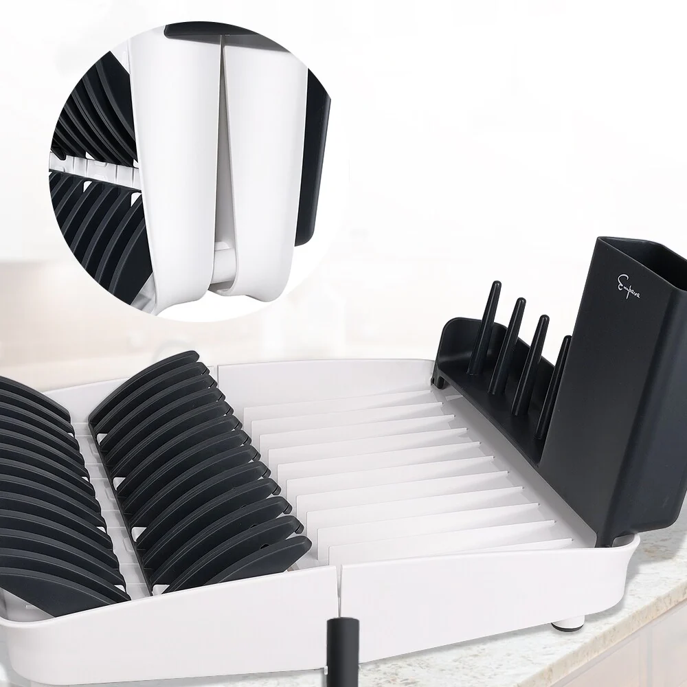 Foldable Countertop Dish Drying Rack with Drainer - 16.5