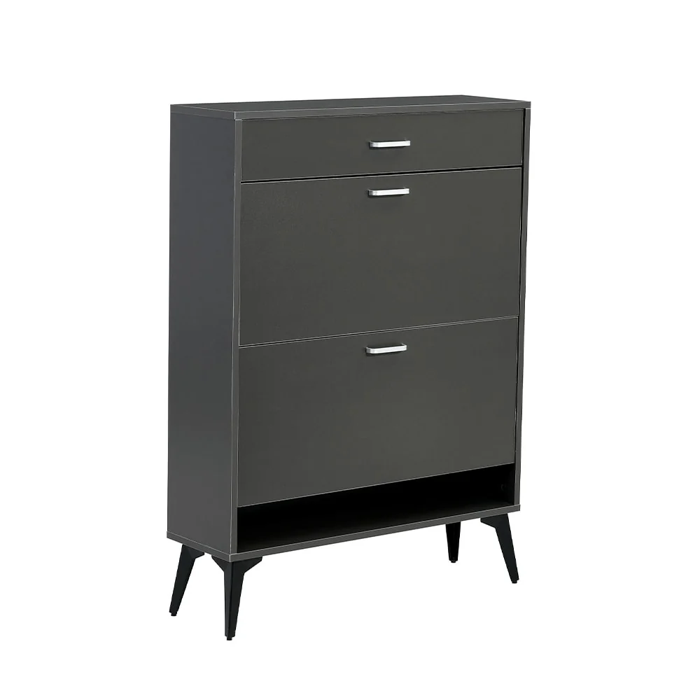 3-Drawer Wood Shoe Storage Cabinet with Removable Panels & 1 Open Shelf