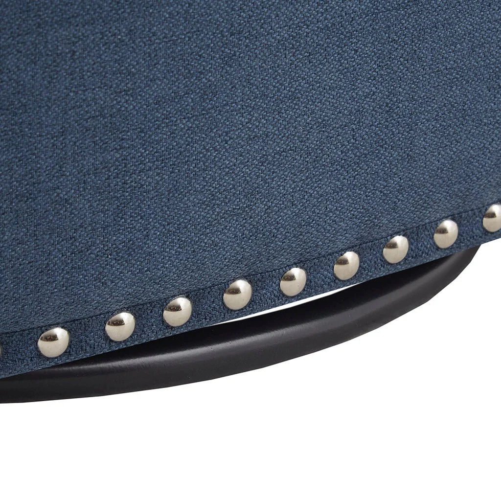 Fantasyy Upholstered Swivel Chair with Nailhead Trim and Curved Design