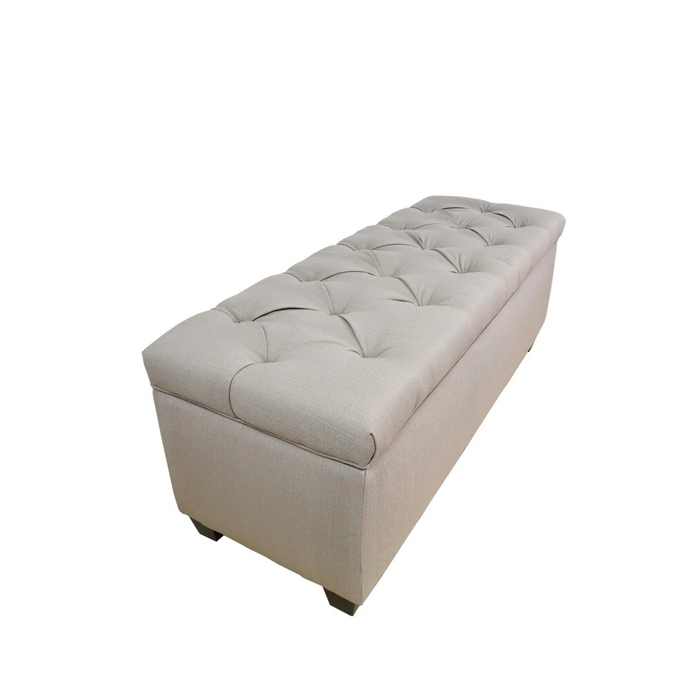 The Sole Secret Sachi Khaki Diamond Tufted Shoe Storage Bench