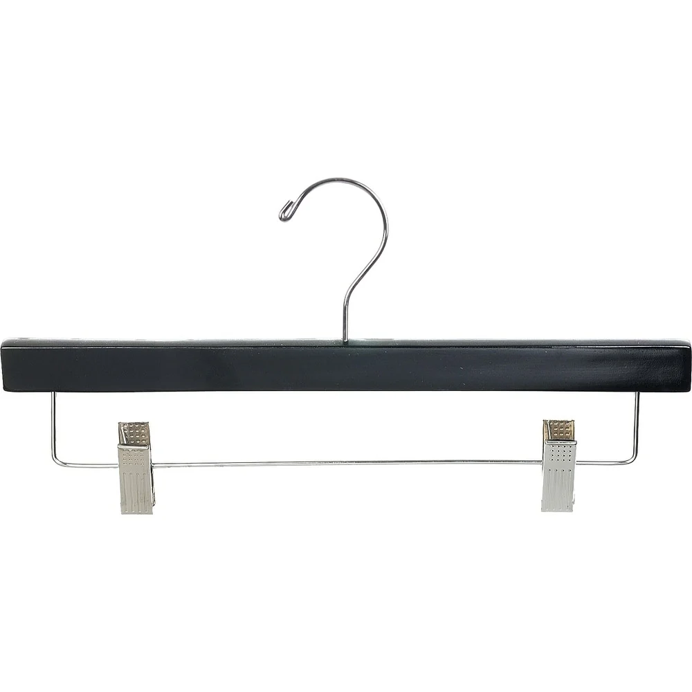 Black Wooden Bottoms Hanger with Clips
