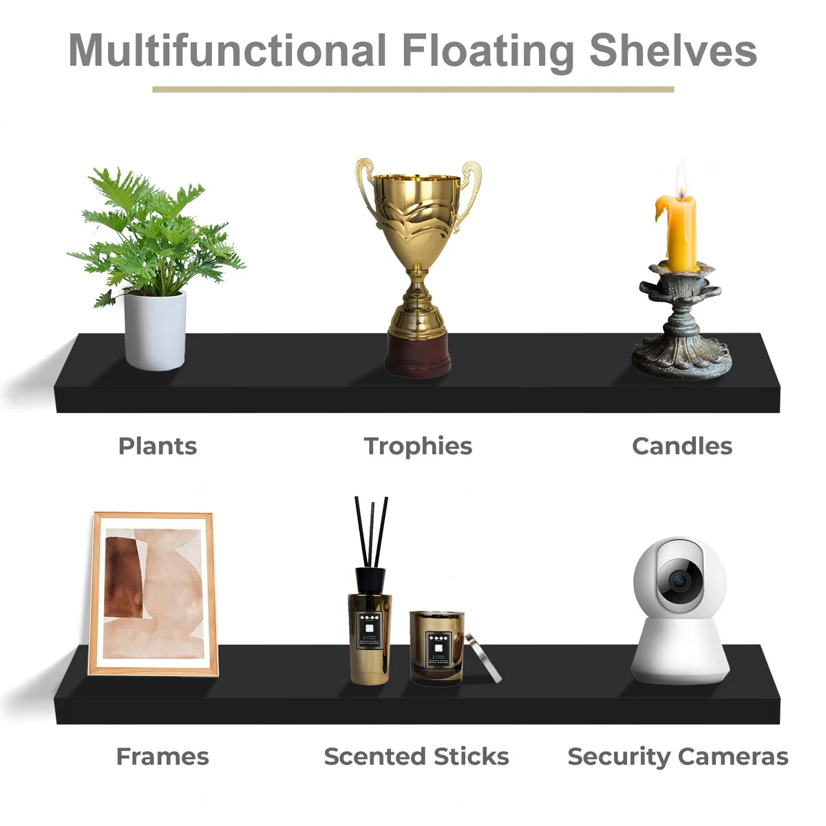 Sorbus Long Floating Shelves for Wall Set of 2 - 35