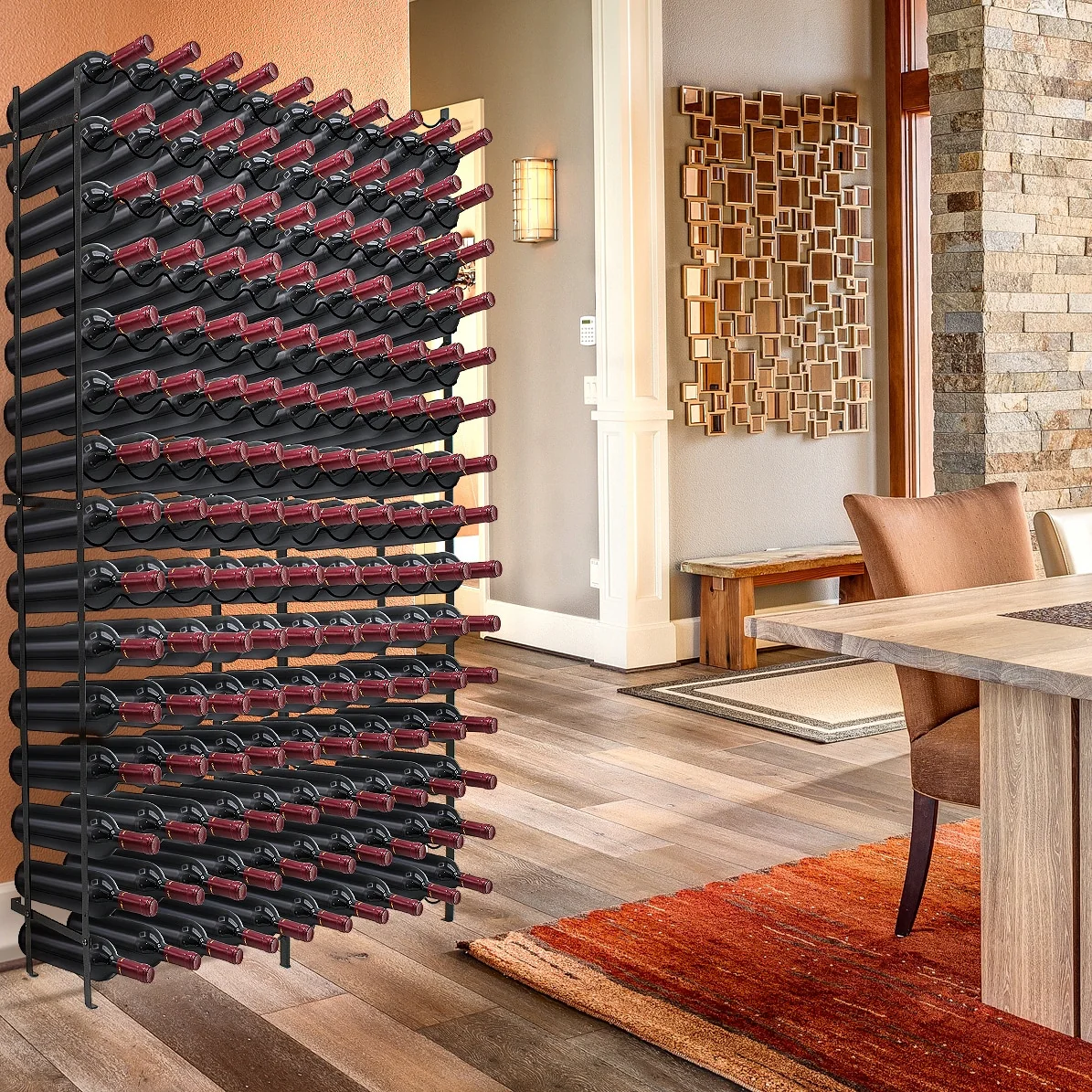 Freestanding Metal Wine Rack - Up to 150 Wine Bottles