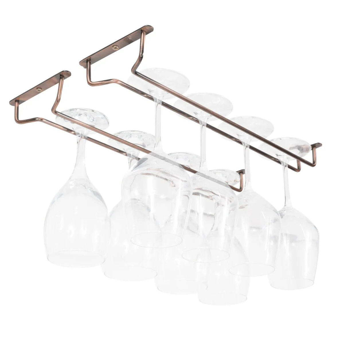 Wallniture Brix Stemware Wine Glass Rack Under Cabinet Storage Metal Glass Hanger (Set of 2)