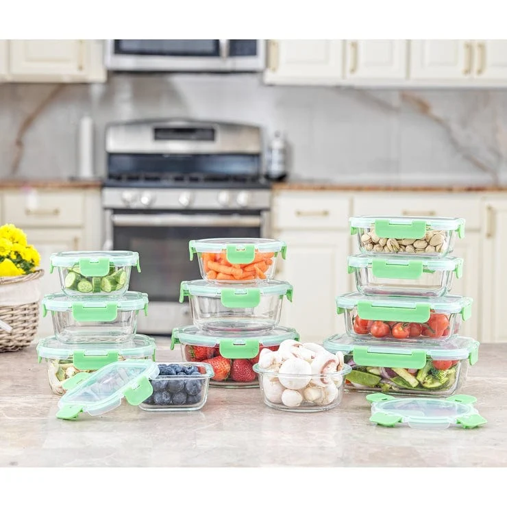 JoyFul 24 Piece Glass Food Storage Containers Set with Airtight Lids