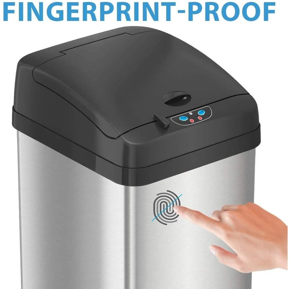 iTouchless 13 Gal Extra-Wide Stainless Steel Sensor Kitchen Trash Can
