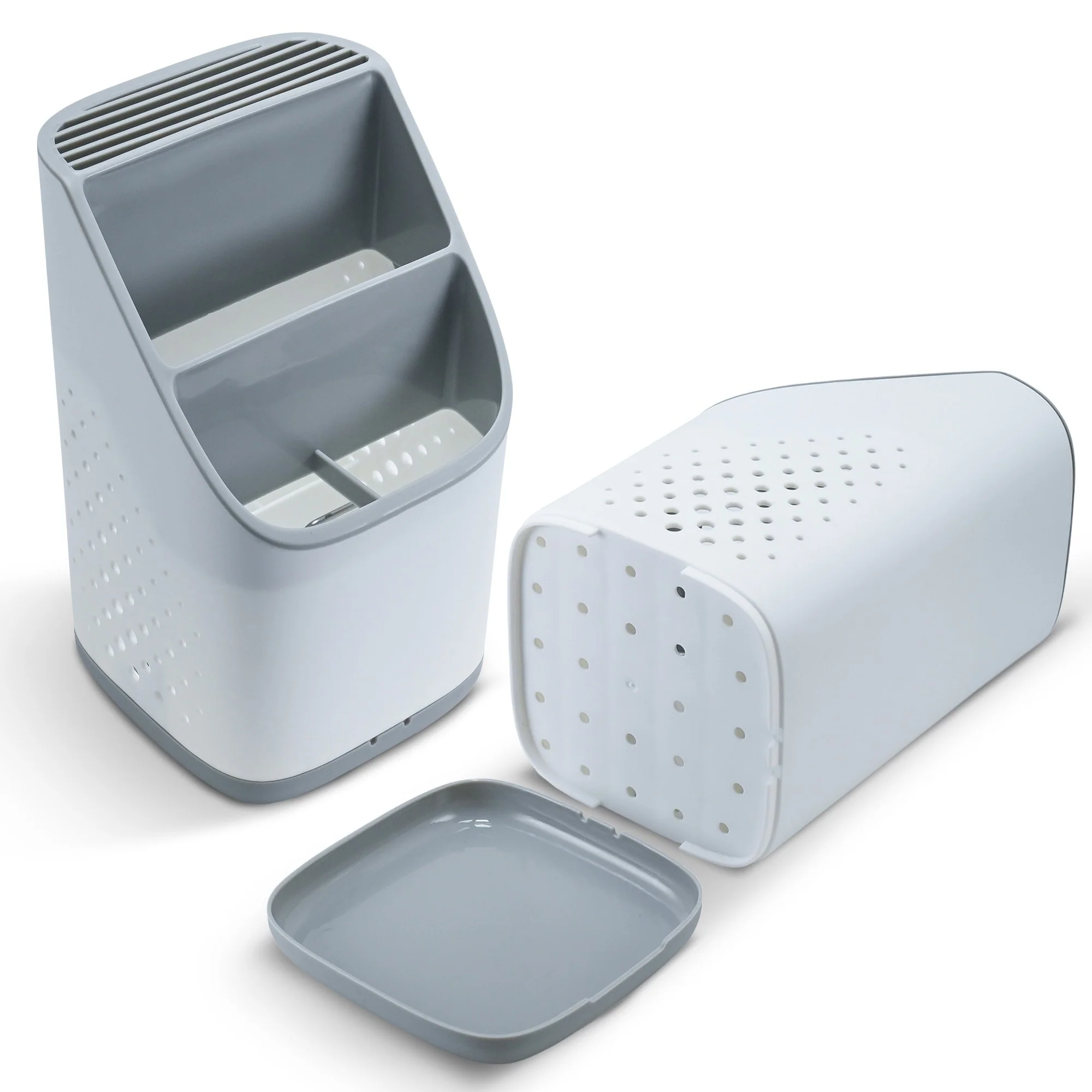 Cheer Collection Utensil Organizer Caddy and Drying Rack with Drip Tray - 4.72 x 5 x 7.48