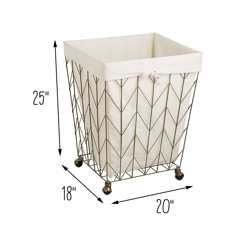 Honey-Can-Do Antique Gold Rolling Chevron Clothes Hamper