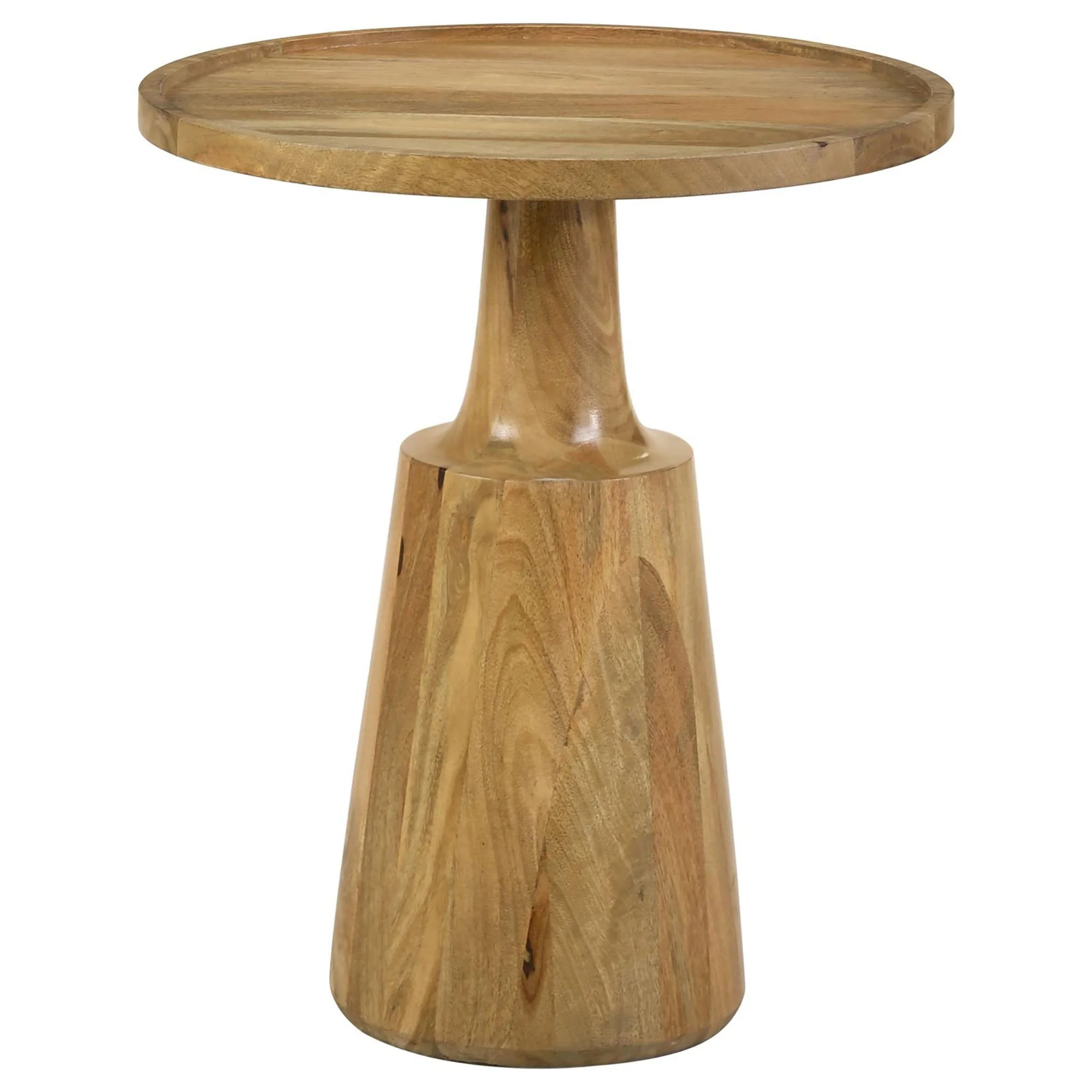 Wood Accent Table with Round Table Top and Pedestal Base