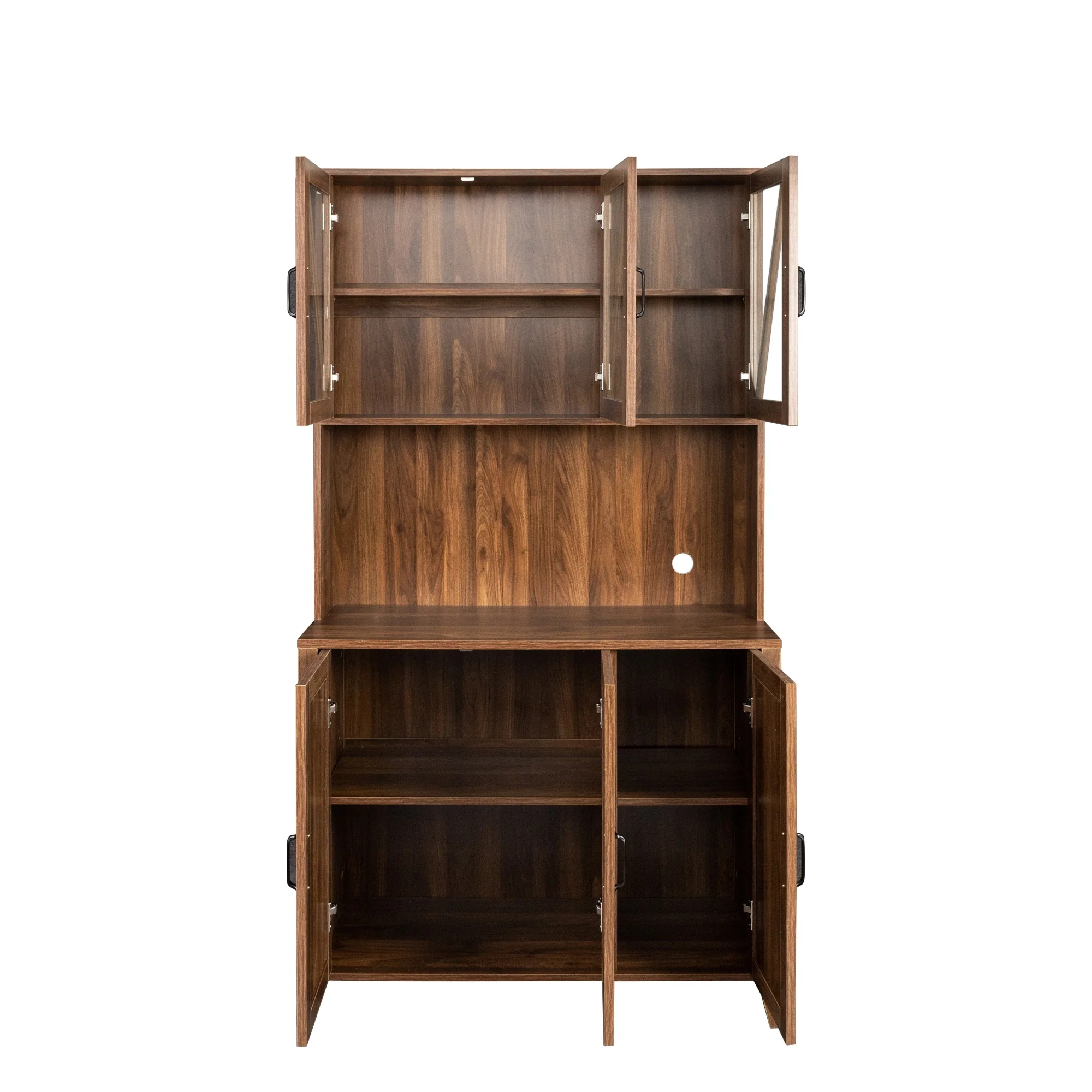 Pantry Storage Cabinet with Glass Doors - N/A