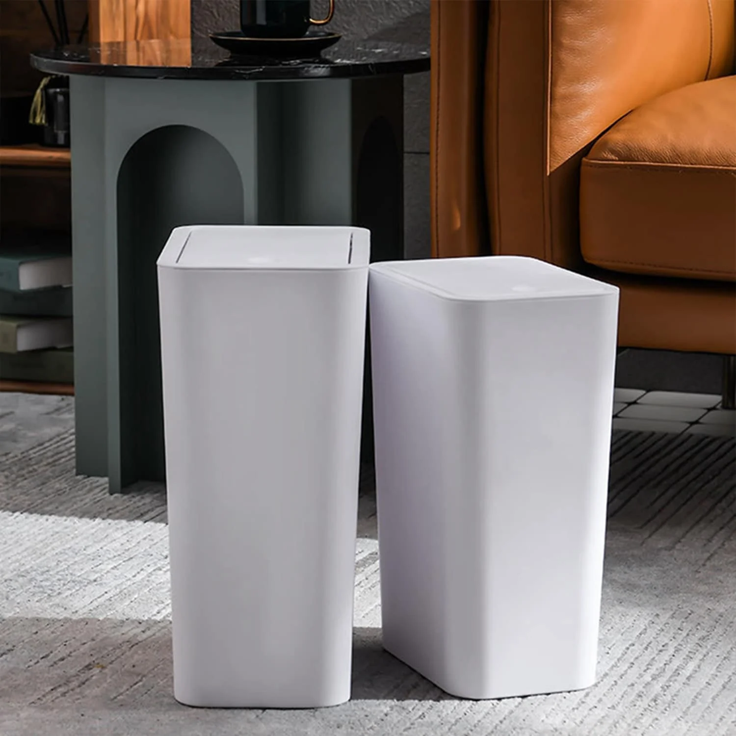 HANAMYA 2.6 Gallon Slim Trash Can with Press Top Lid