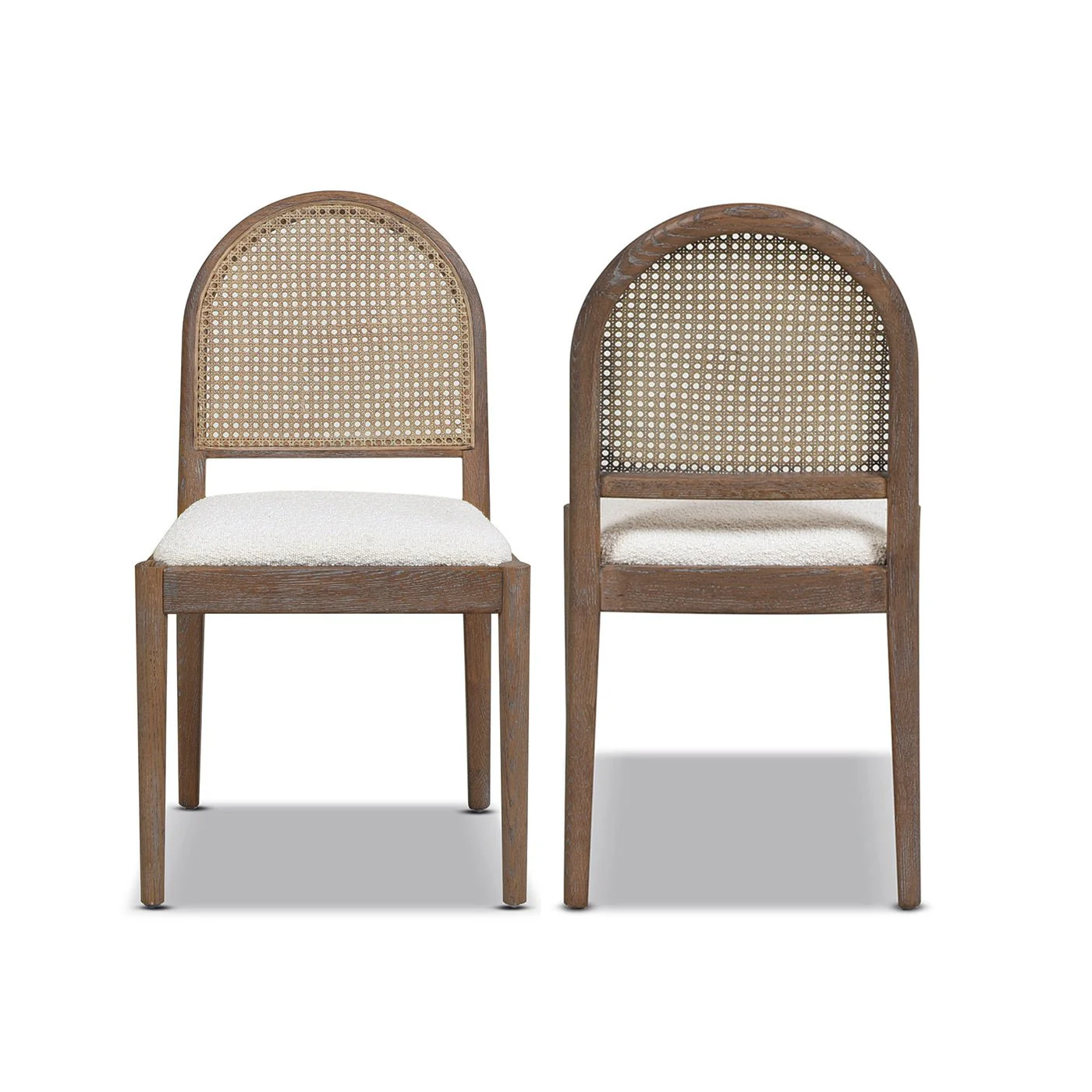 Dining Chair with Curved Cane Rattan Back, Set of 2