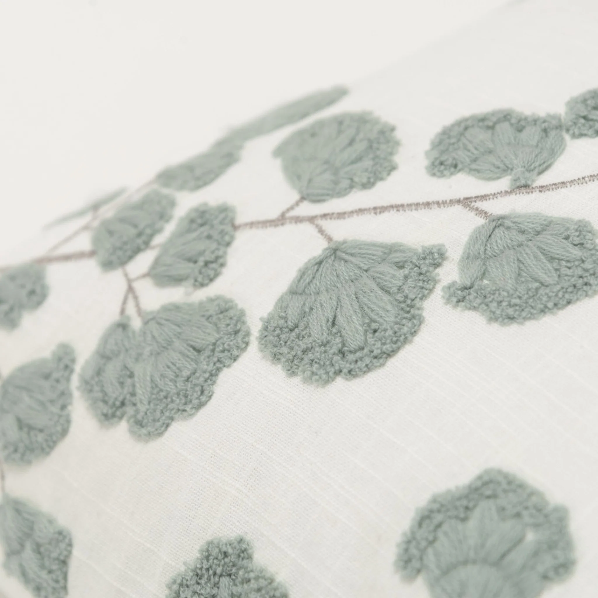 Embroidered Cotton Botanical  Decorative Throw Pillow