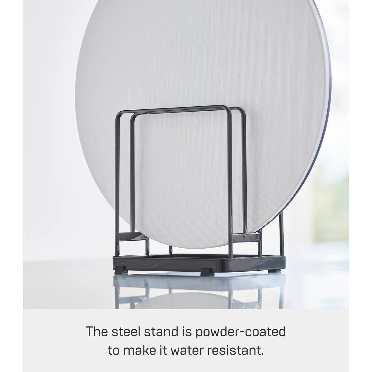 Yamazaki Home Round Cutting Board Stand, Steel - L 4.65 x W 6.3 x H 6.89 inches