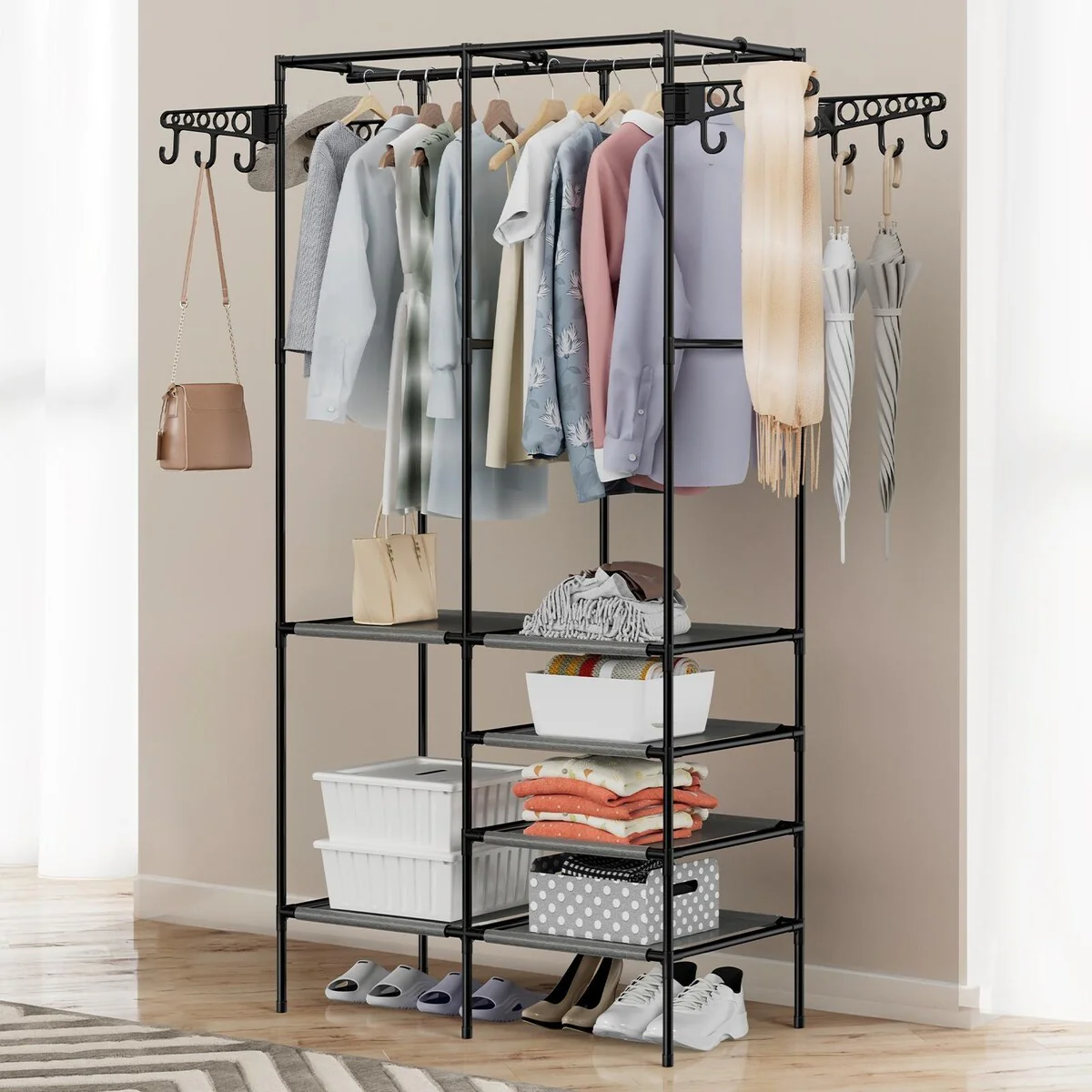 Heavy Duty Clothes Rack with Hanging Rods - A