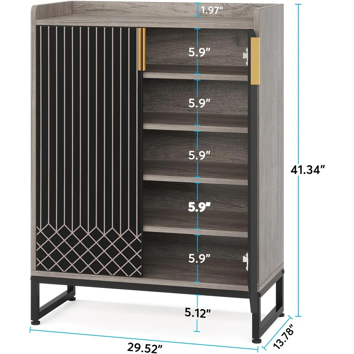 25 Pairs Shoe Cabinet with Doors, 5 Tiers Shoes Rack Organizer Cabinet - 5-Tier