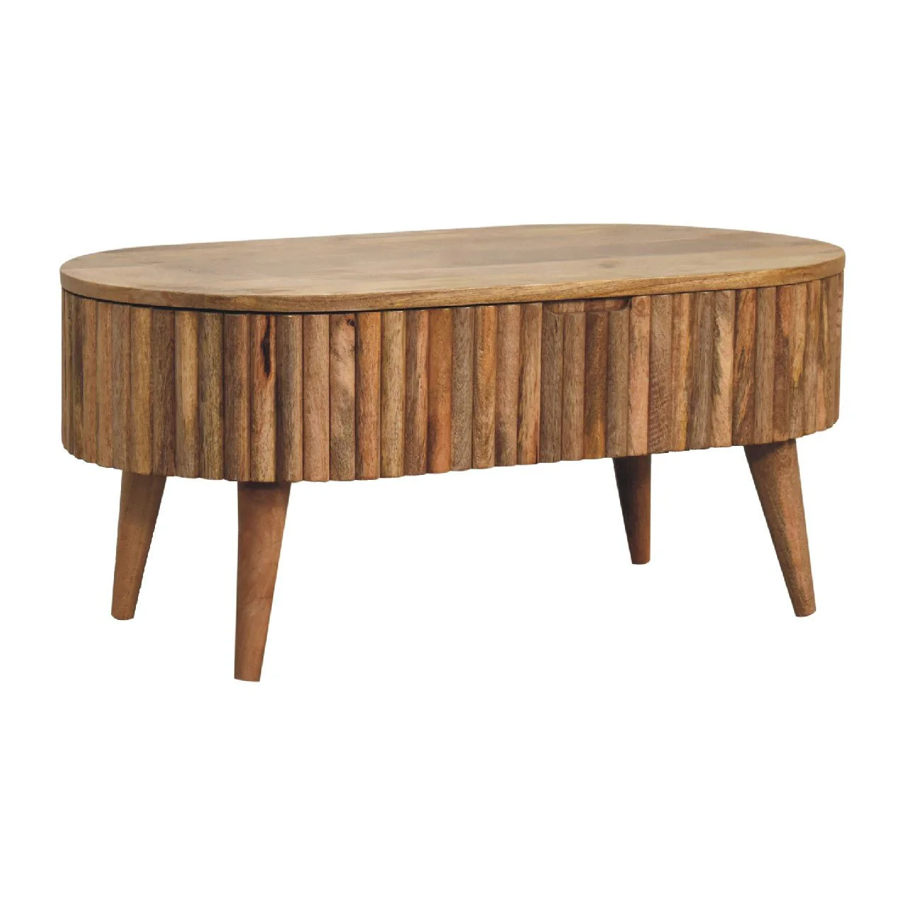 Oval Coffee Table with Lift Top and Wood Frame