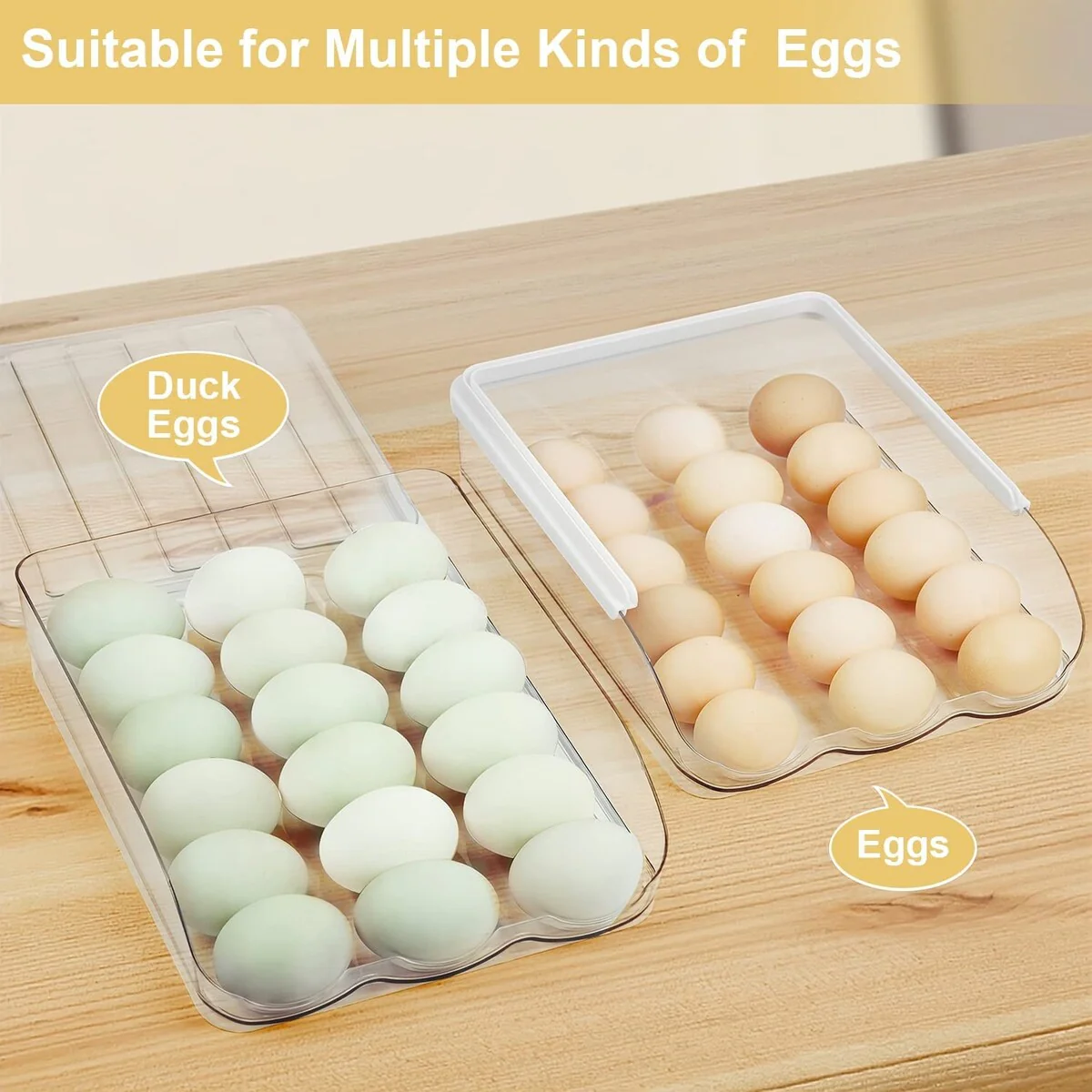 Set of 2 Auto Rolling Storage Container 18 Egg Tray - 2 Layer